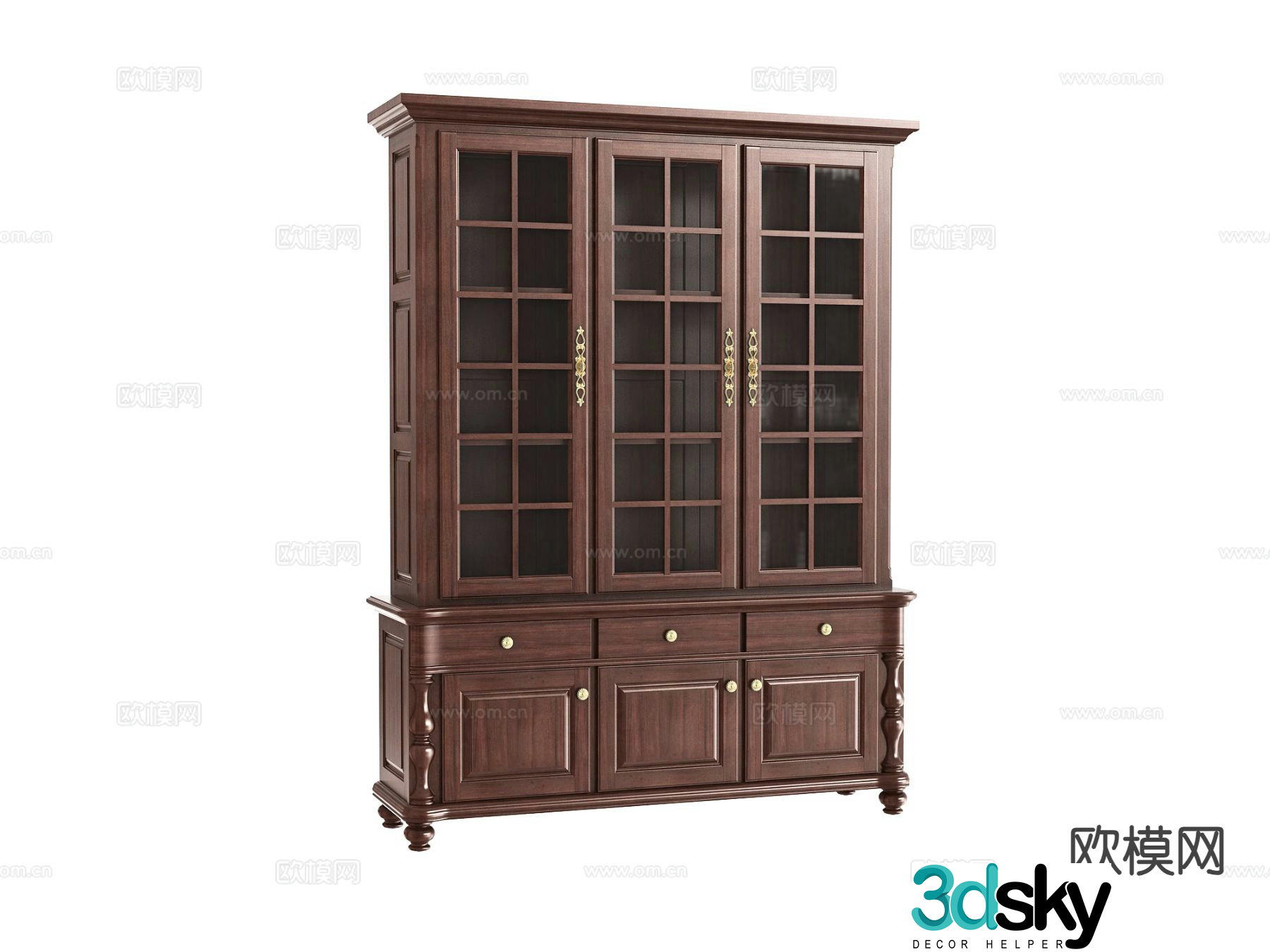 American glass bookcase 3d model