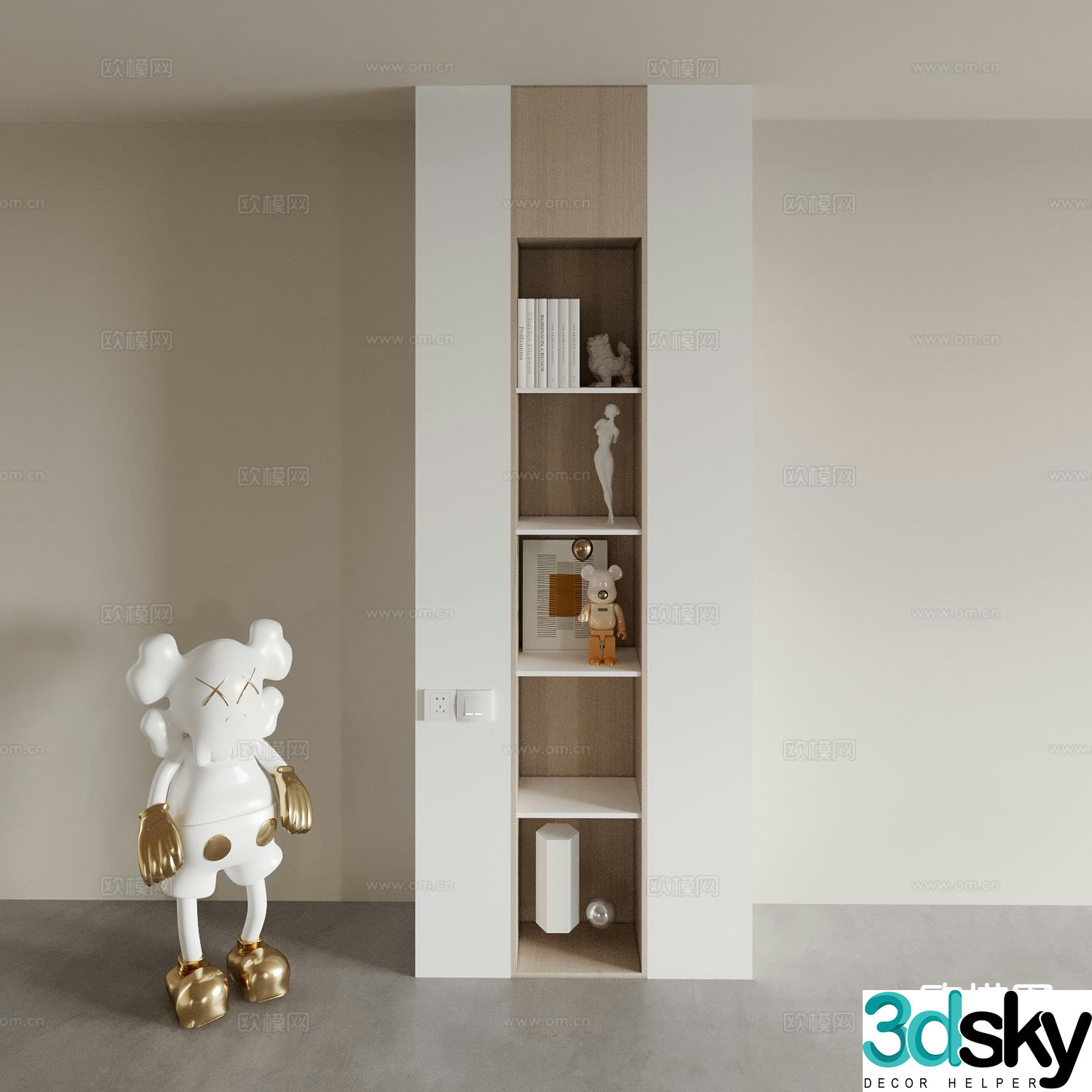 Modern bookcase display cabinet 3d model