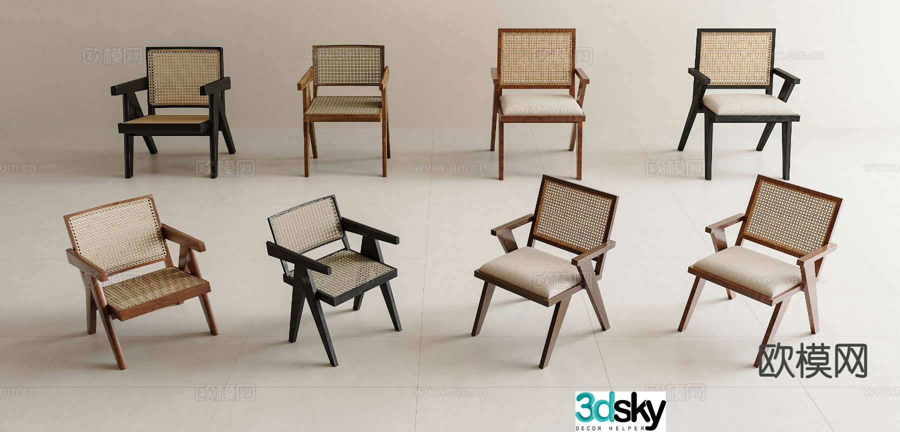 Wabi-sabi chair leisure chair rattan chair 3d model