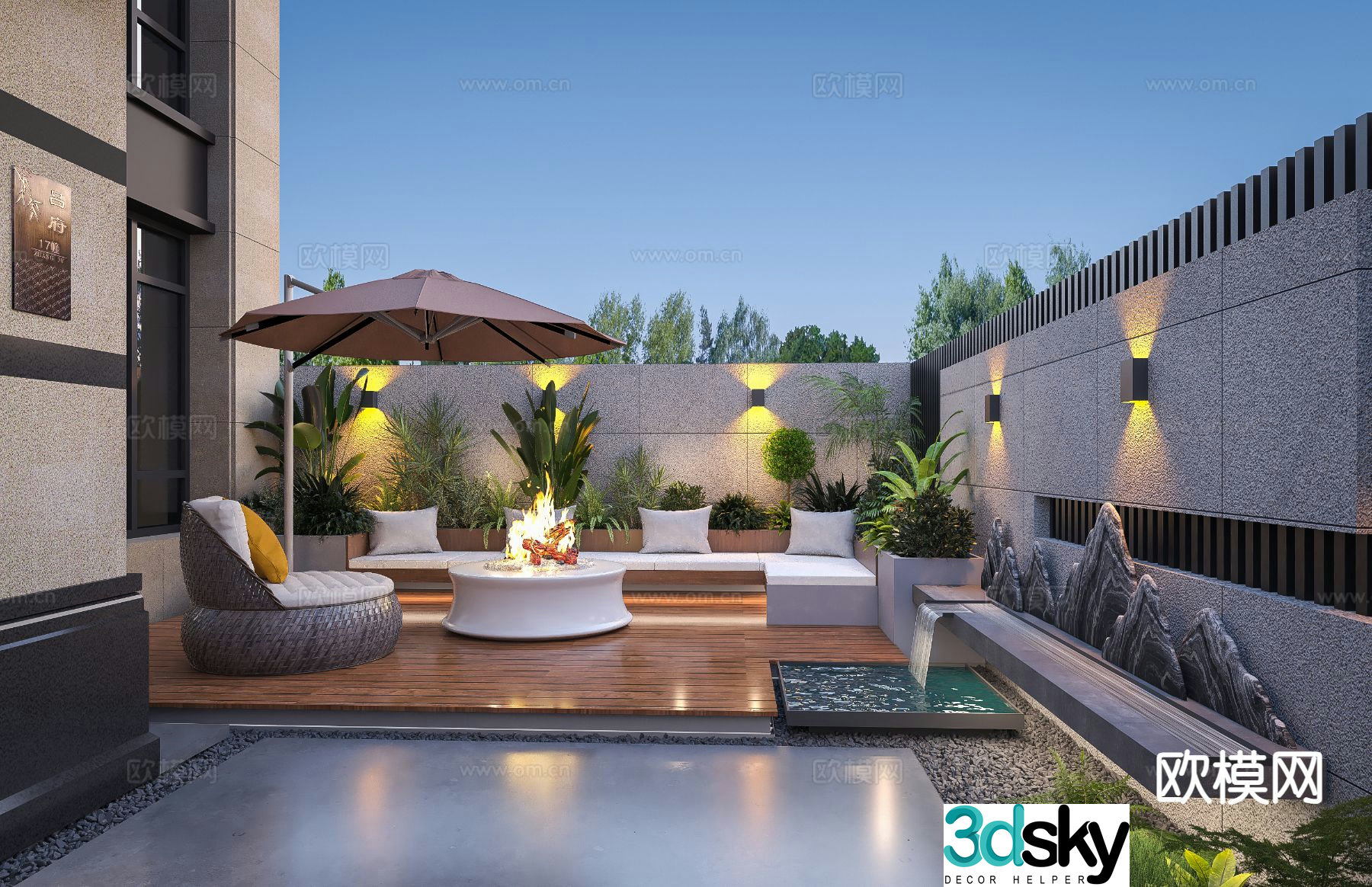 Modern villa yard leisure yard 3d model
