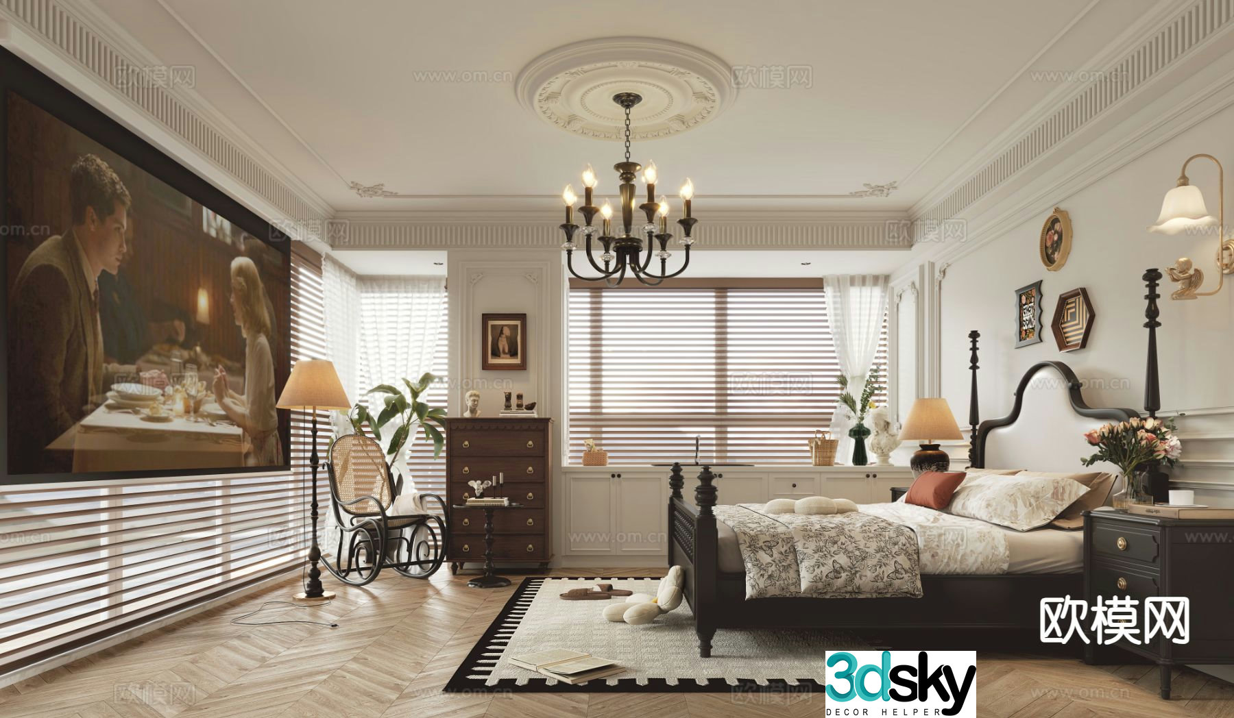 French bedroom master bedroom 3d model