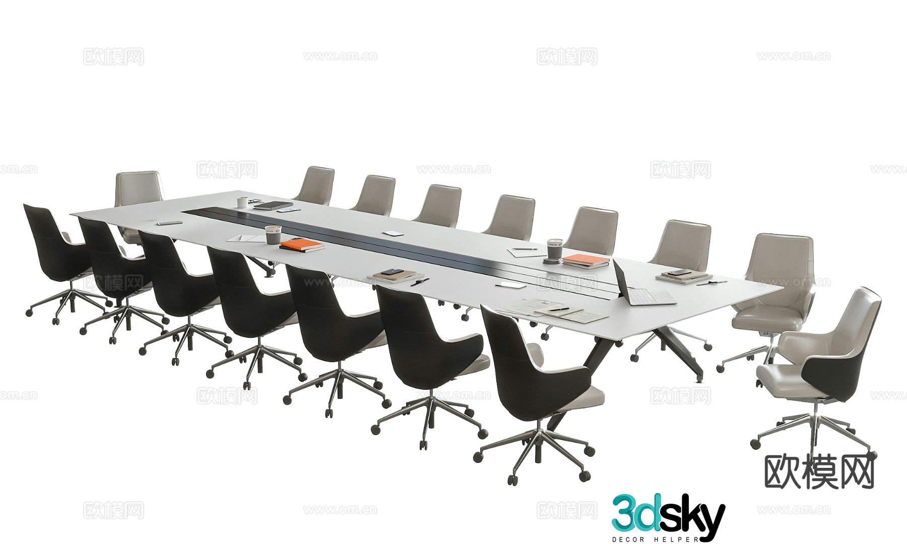 Modern conference table and chair office chair 3d model
