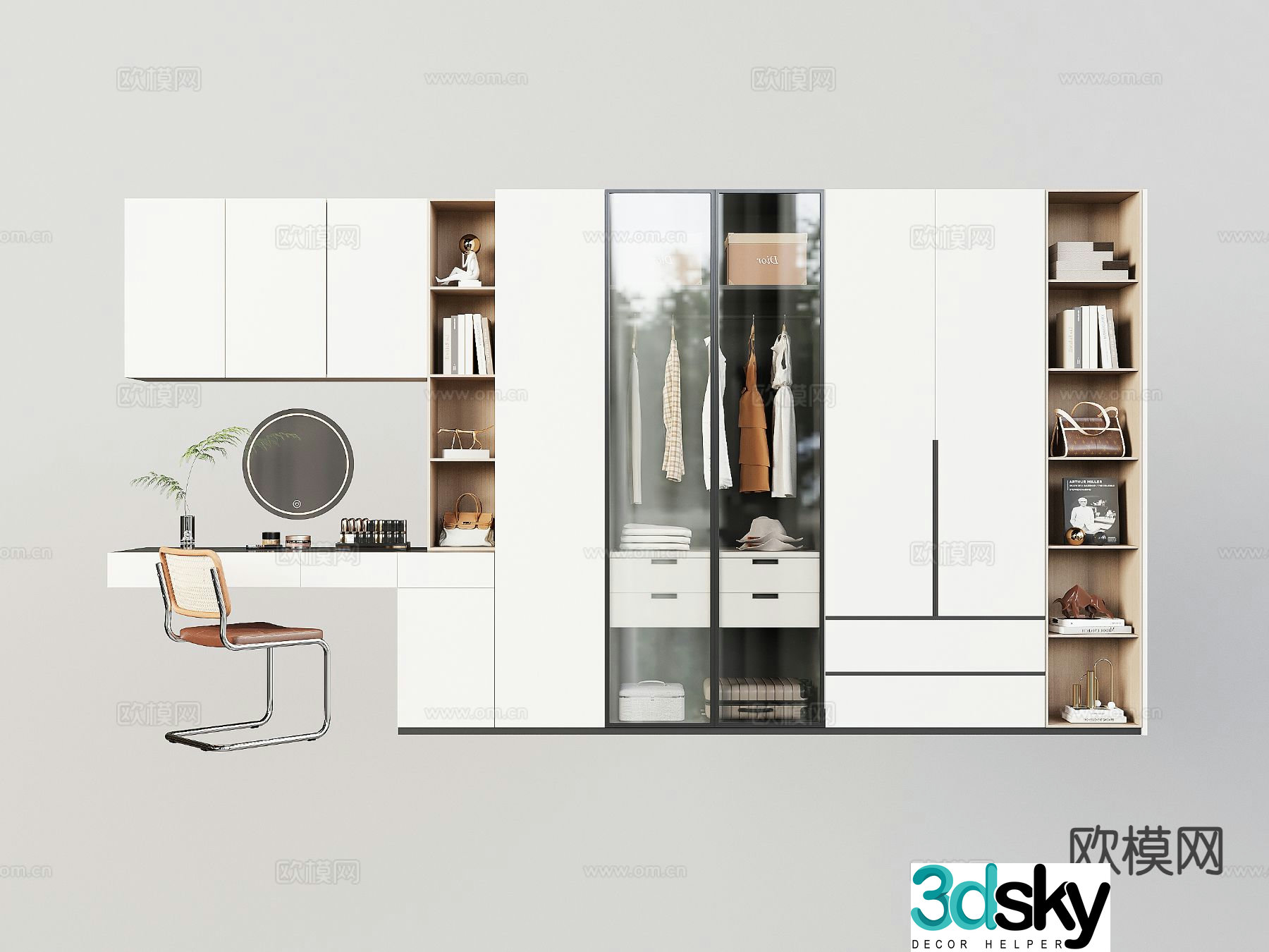 Modern wardrobe dresser integrated cabinet 3d model