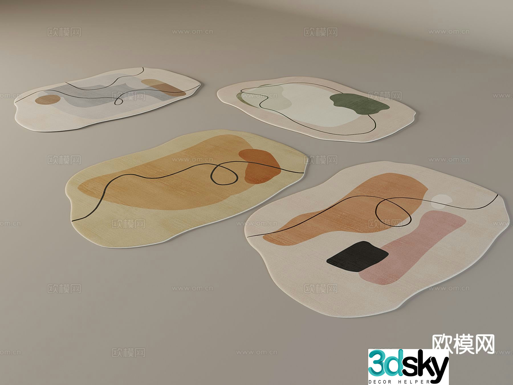 Fabric special-shaped carpet shaped plush carpet 3D model