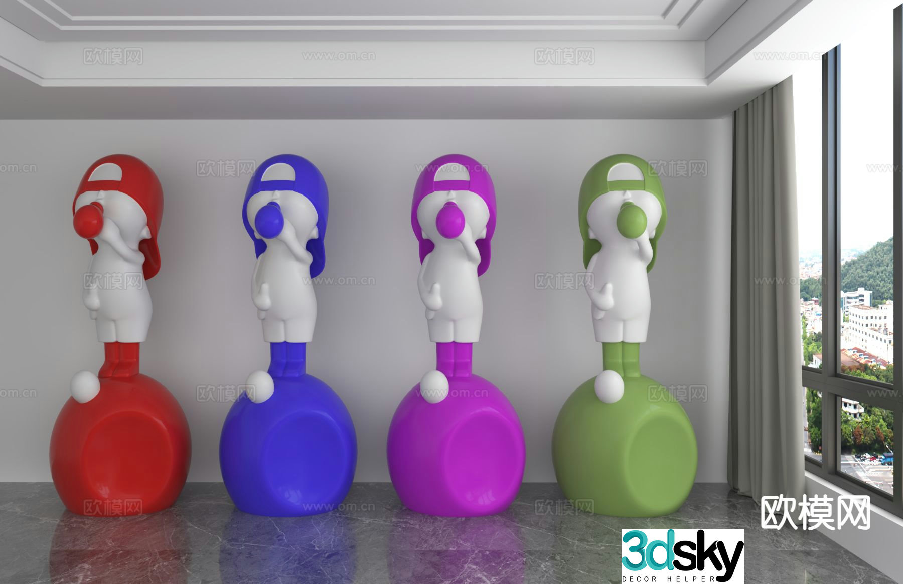 3D model of modern doll trendy ornaments