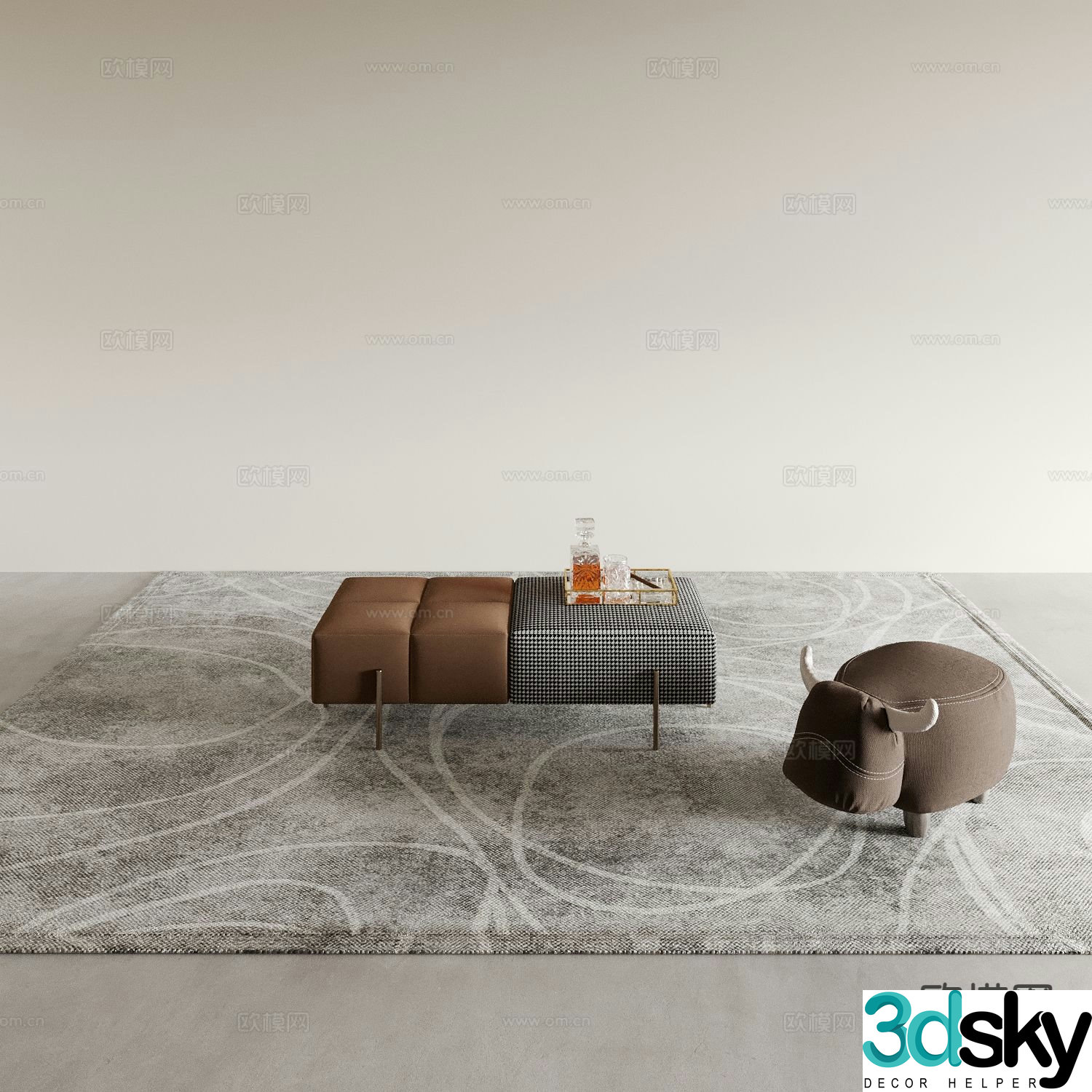 Sofa stool shoe changing stool imperial concubine couch bed footrest 3D model