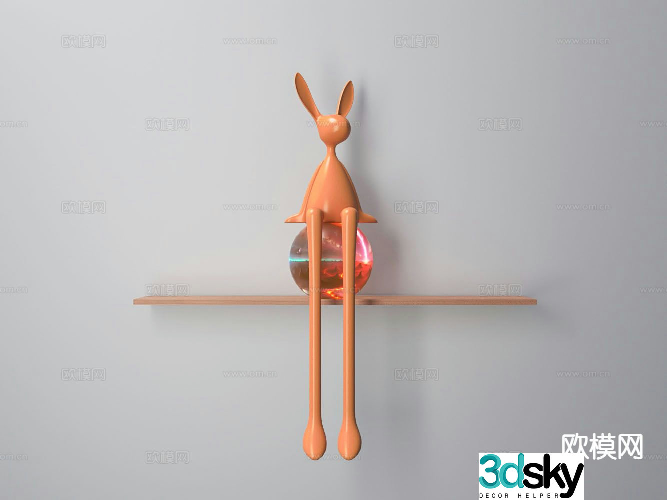 Modern statue plastic long-legged rabbit statue ornaments 3d model
