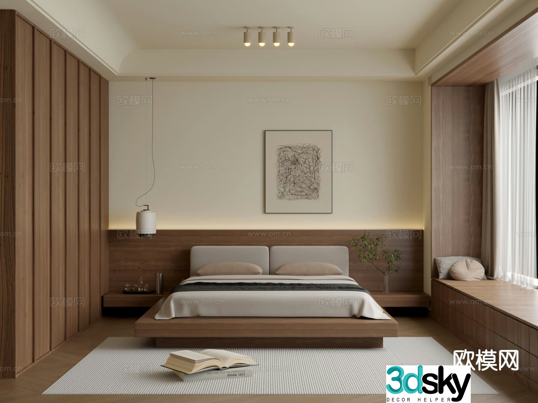 Wabi-sabi style bedroom master bedroom 3d model