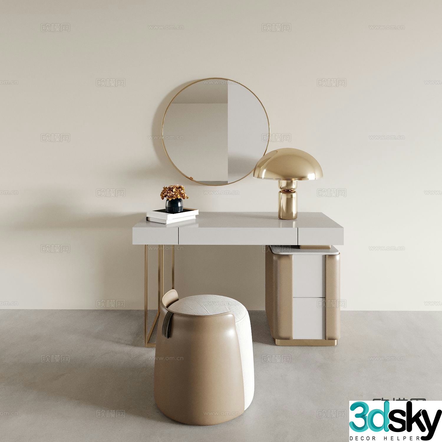 Light luxury dressing table makeup table 3d model