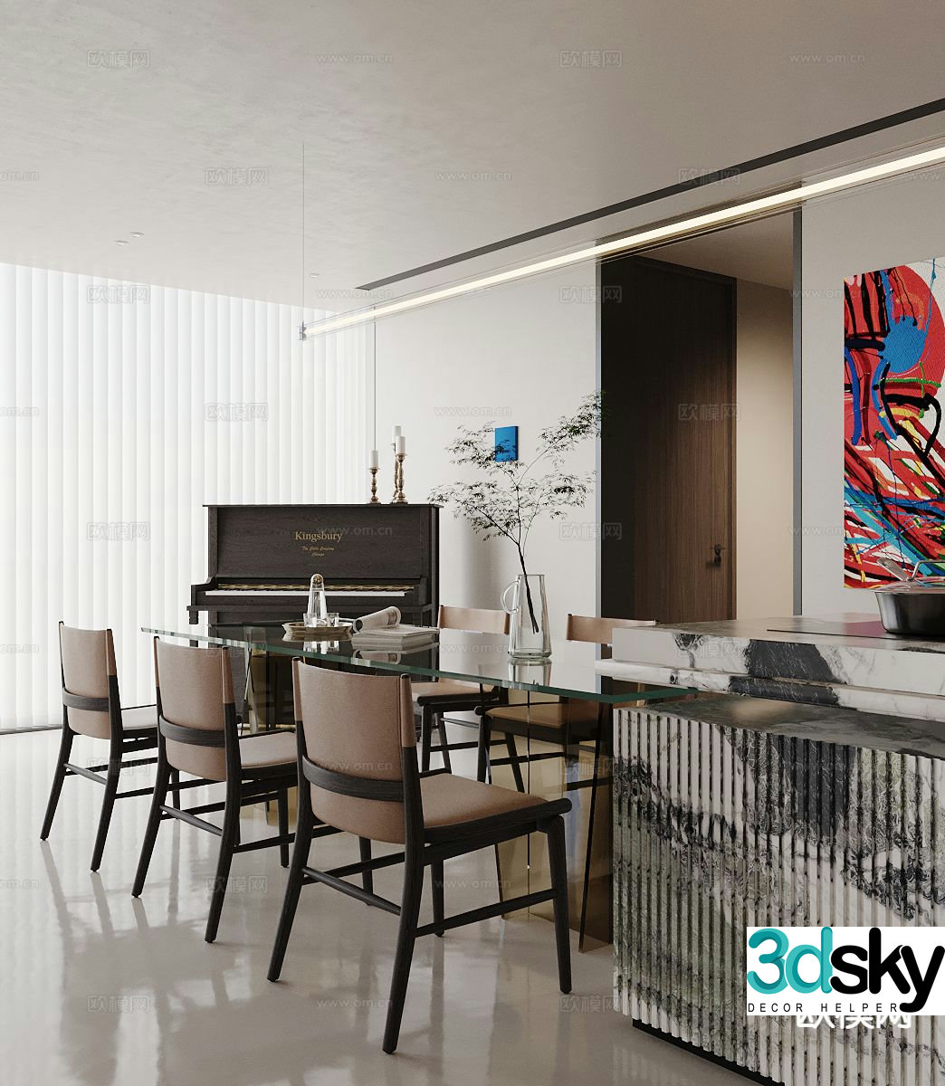 Modern island restaurant 3d model