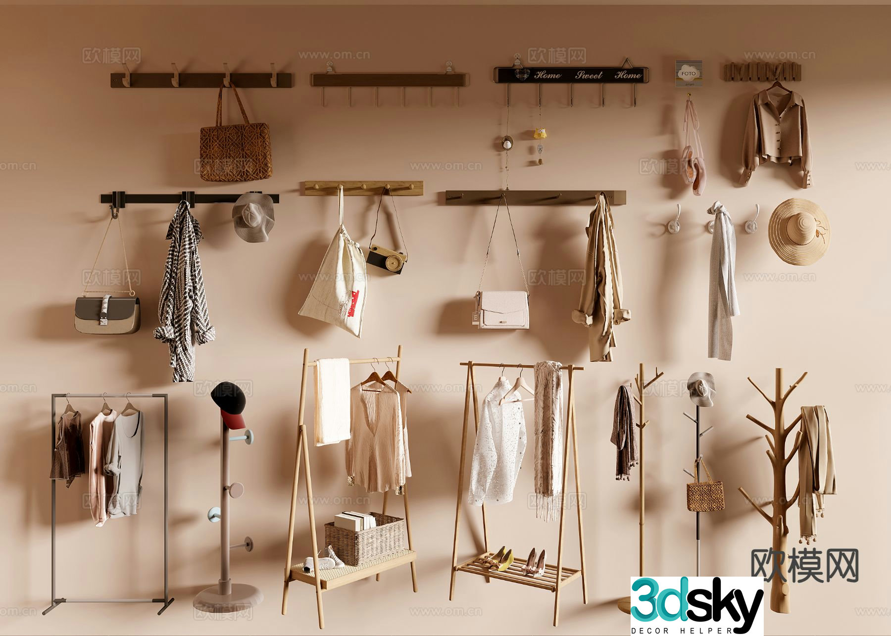 Modern clothes hanger floor clothes hanger 3d model