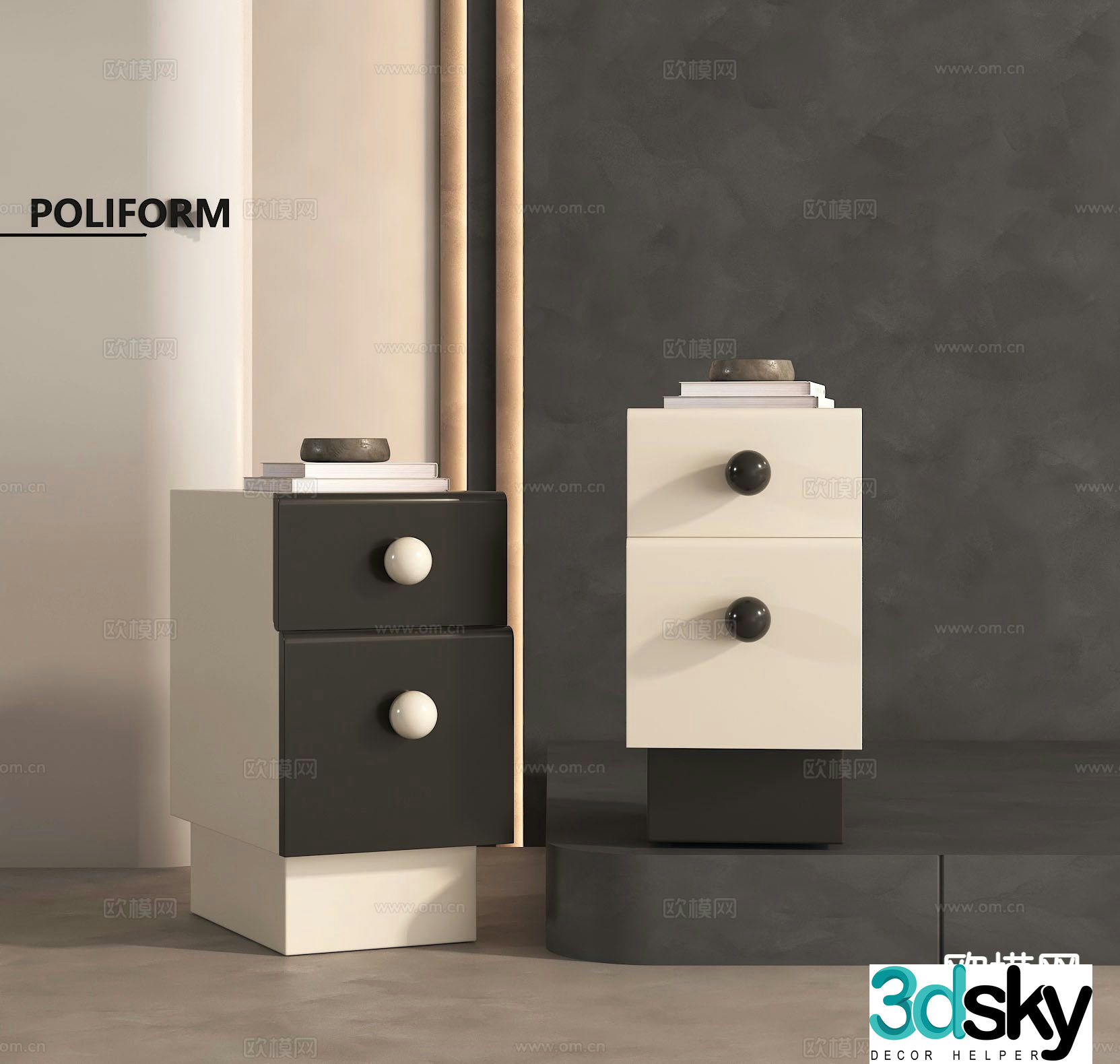 Modern bedside table 3d model