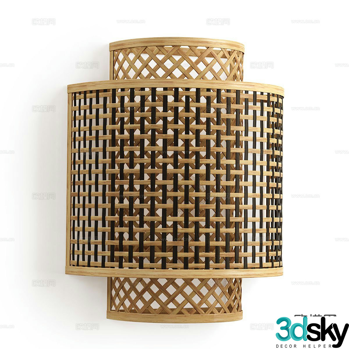 Rattan wall lamp 3d model