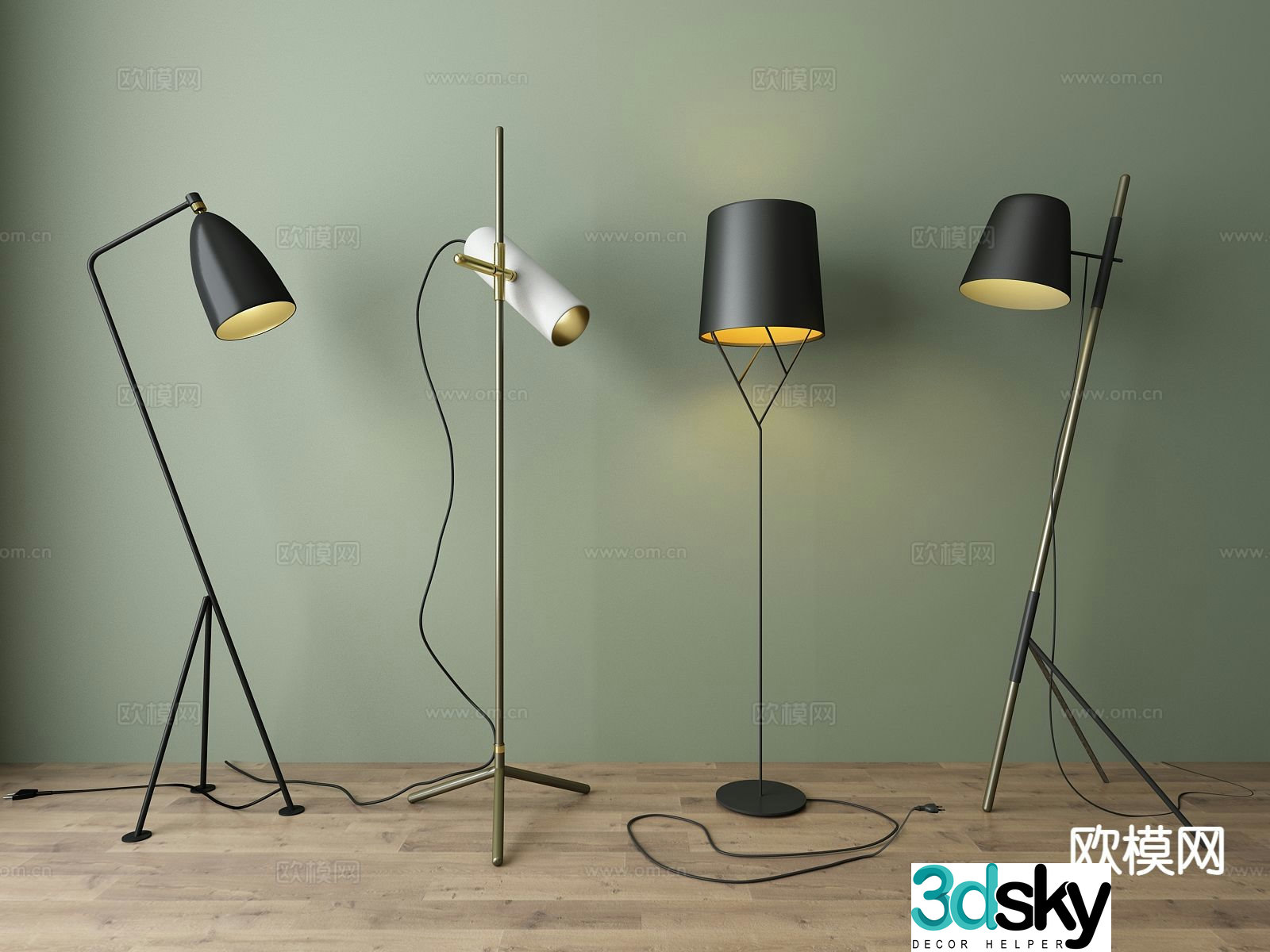 Industrial style floor lamp 3d model