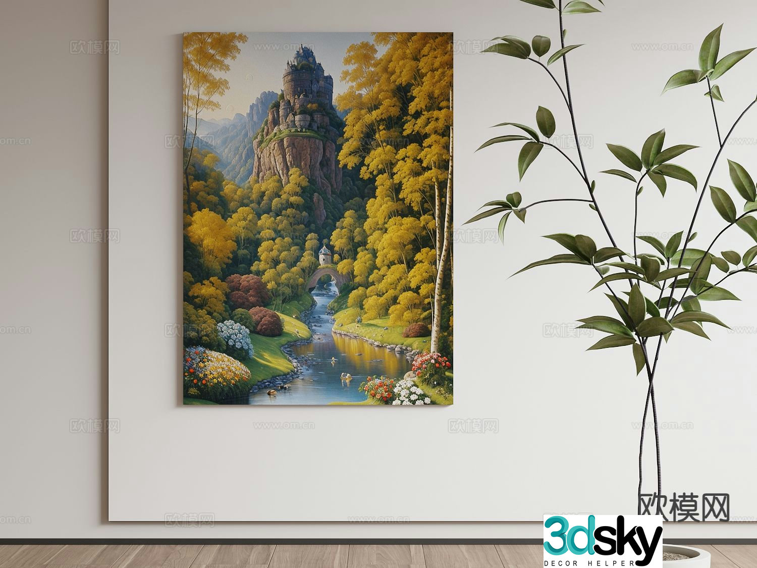 Decorative painting landscape painting hanging painting 3d model
