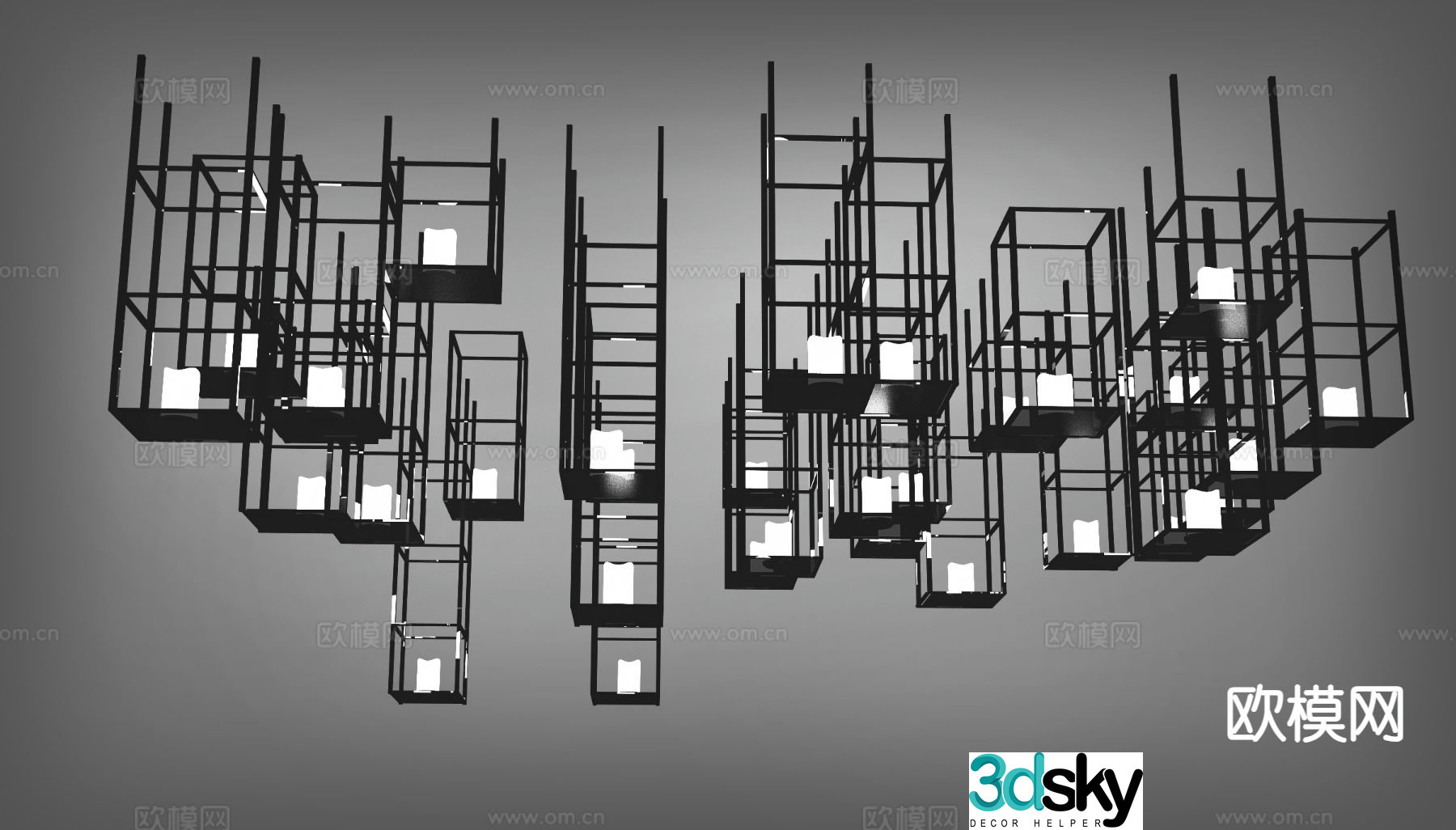 Industrial style decorative lamp lobby lamp 3d model