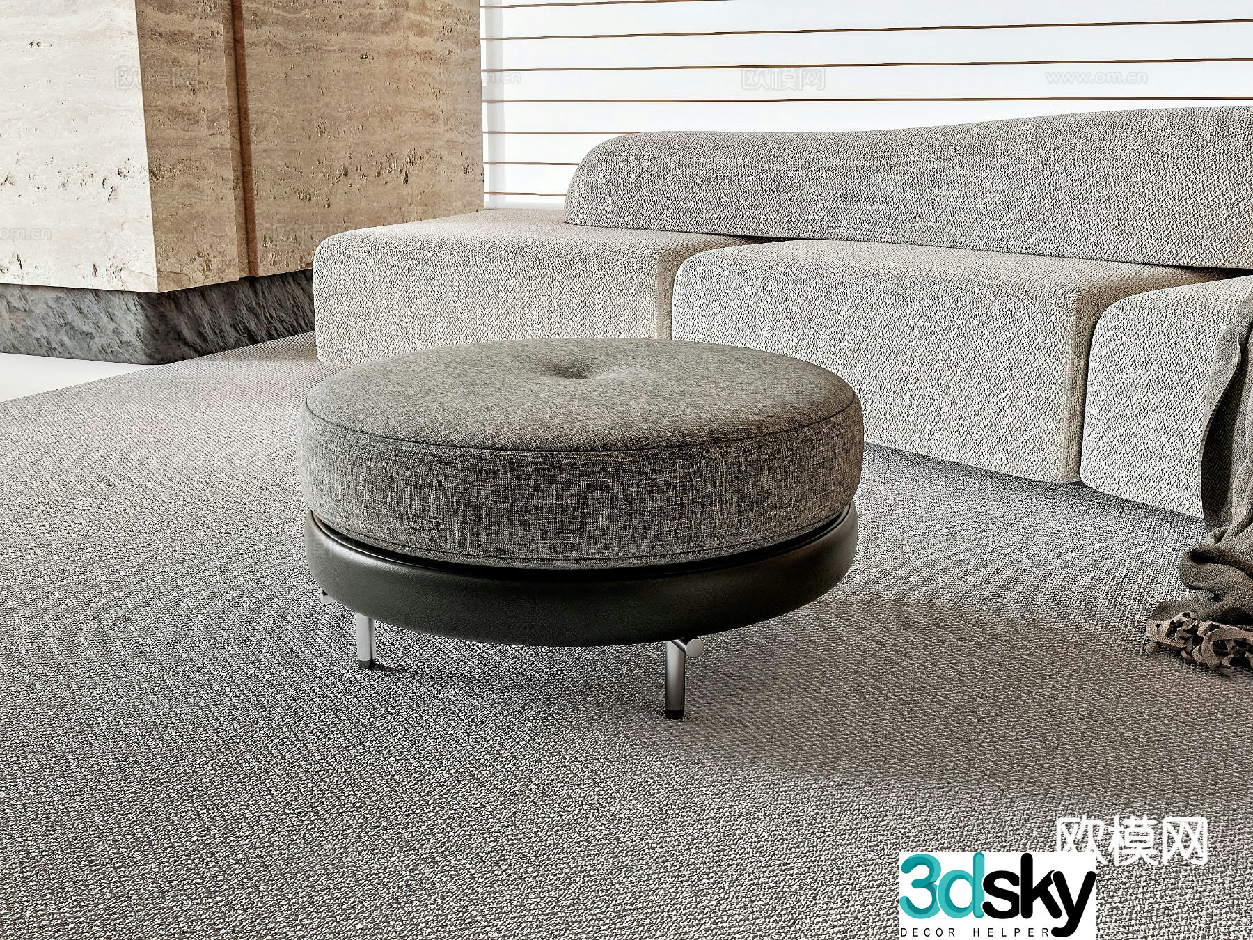 Modern round stool stool sofa stool 3d model