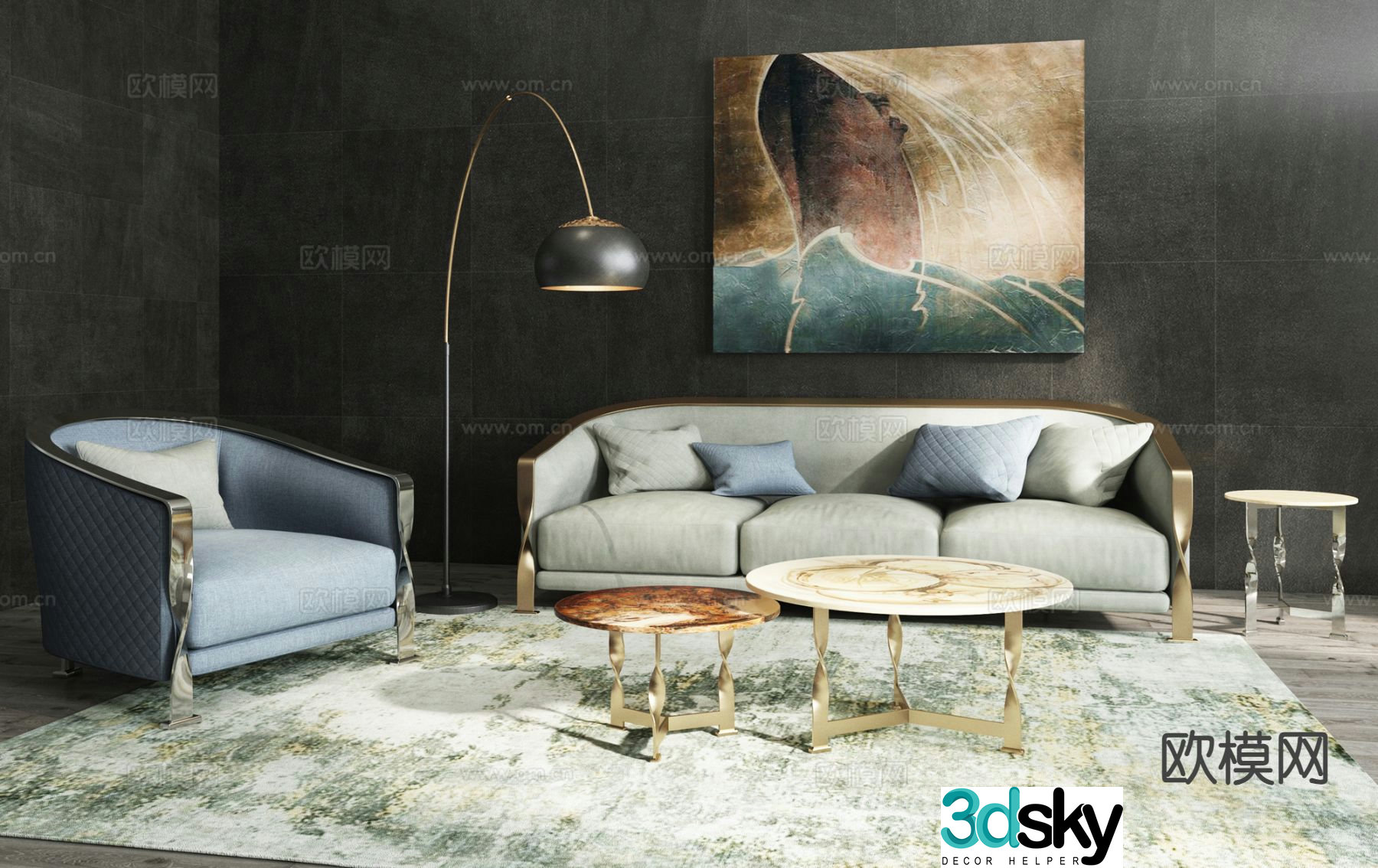 Rugiano Italian sectional sofa 3d model