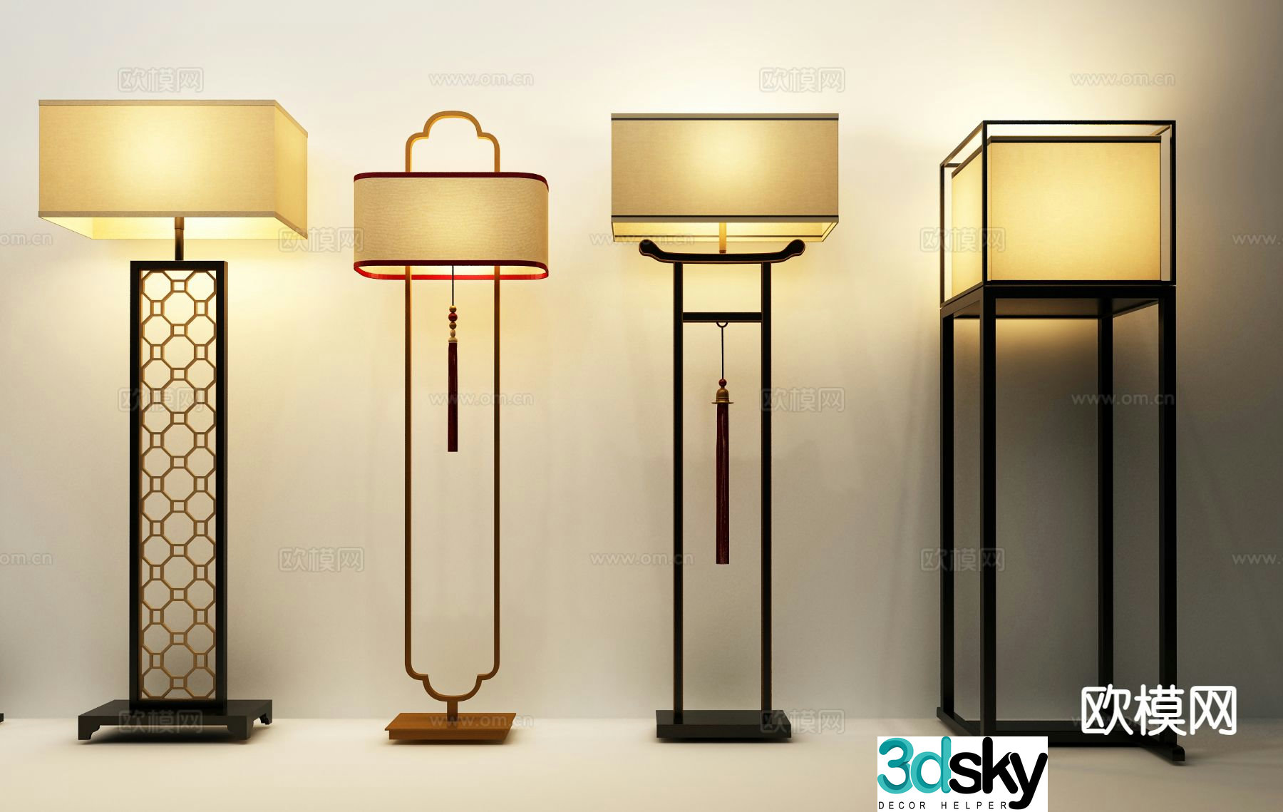 New Chinese style floor lamp 3d model