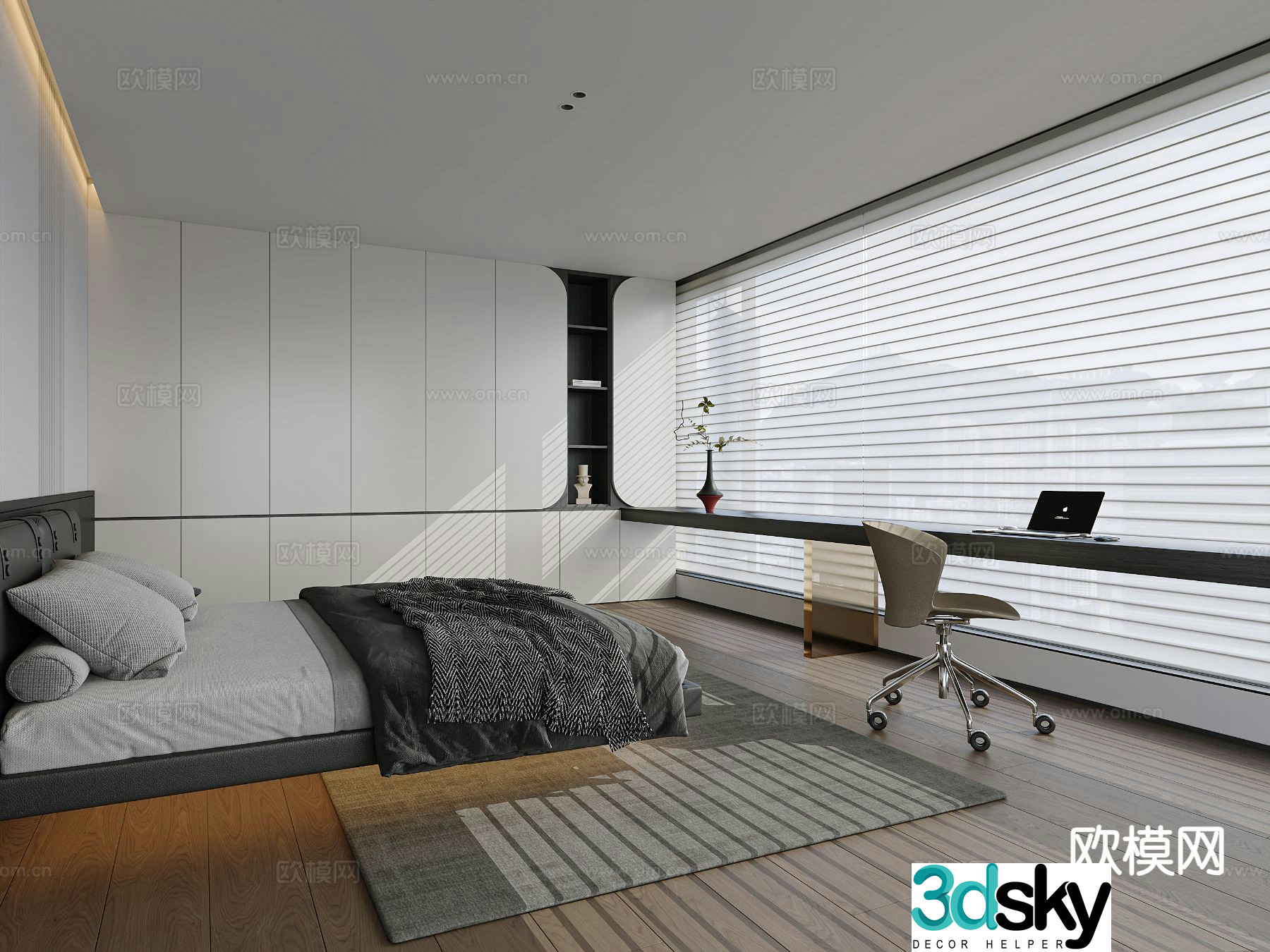 Modern minimalist bedroom master bedroom 3d model