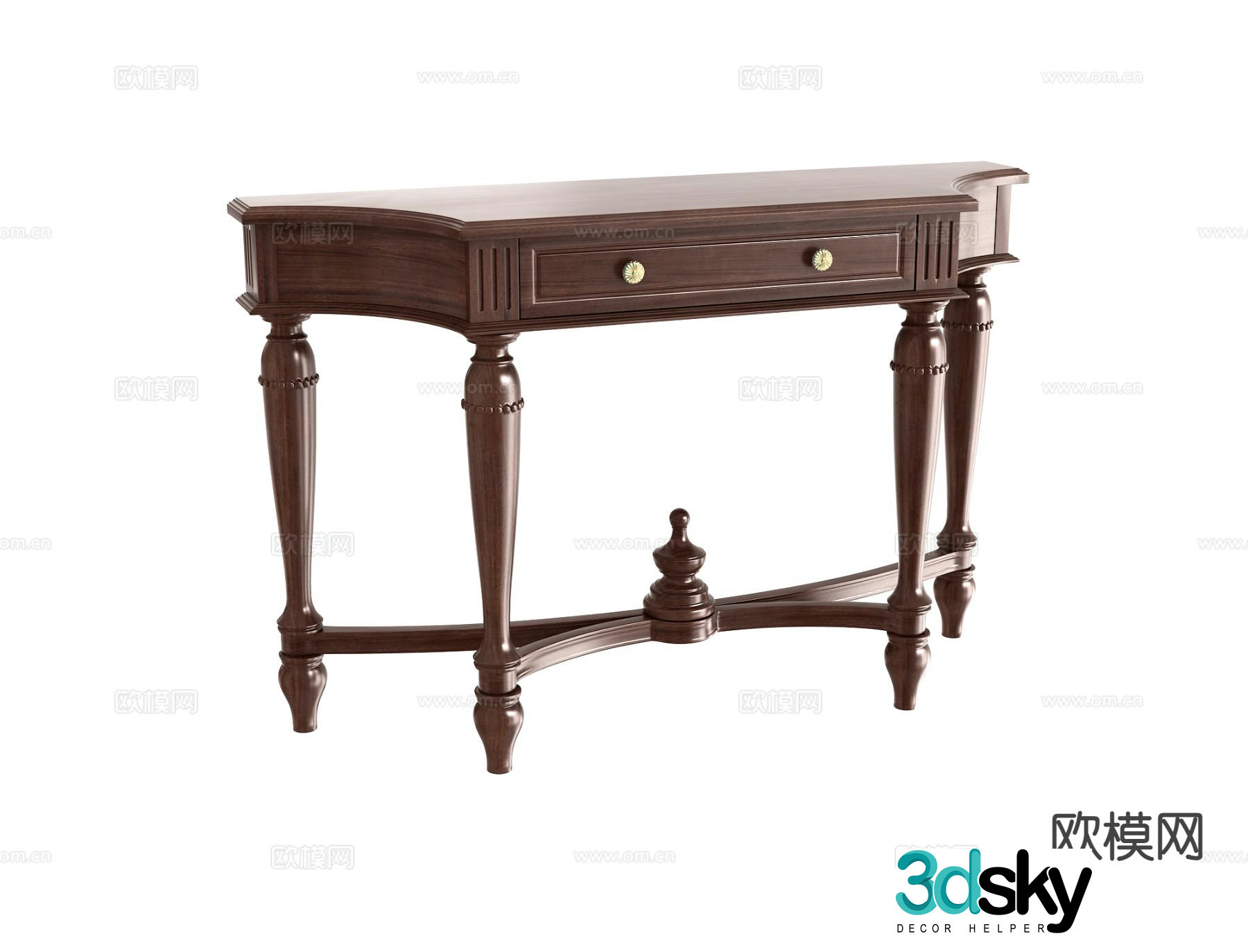 American style side view table console table 3d model