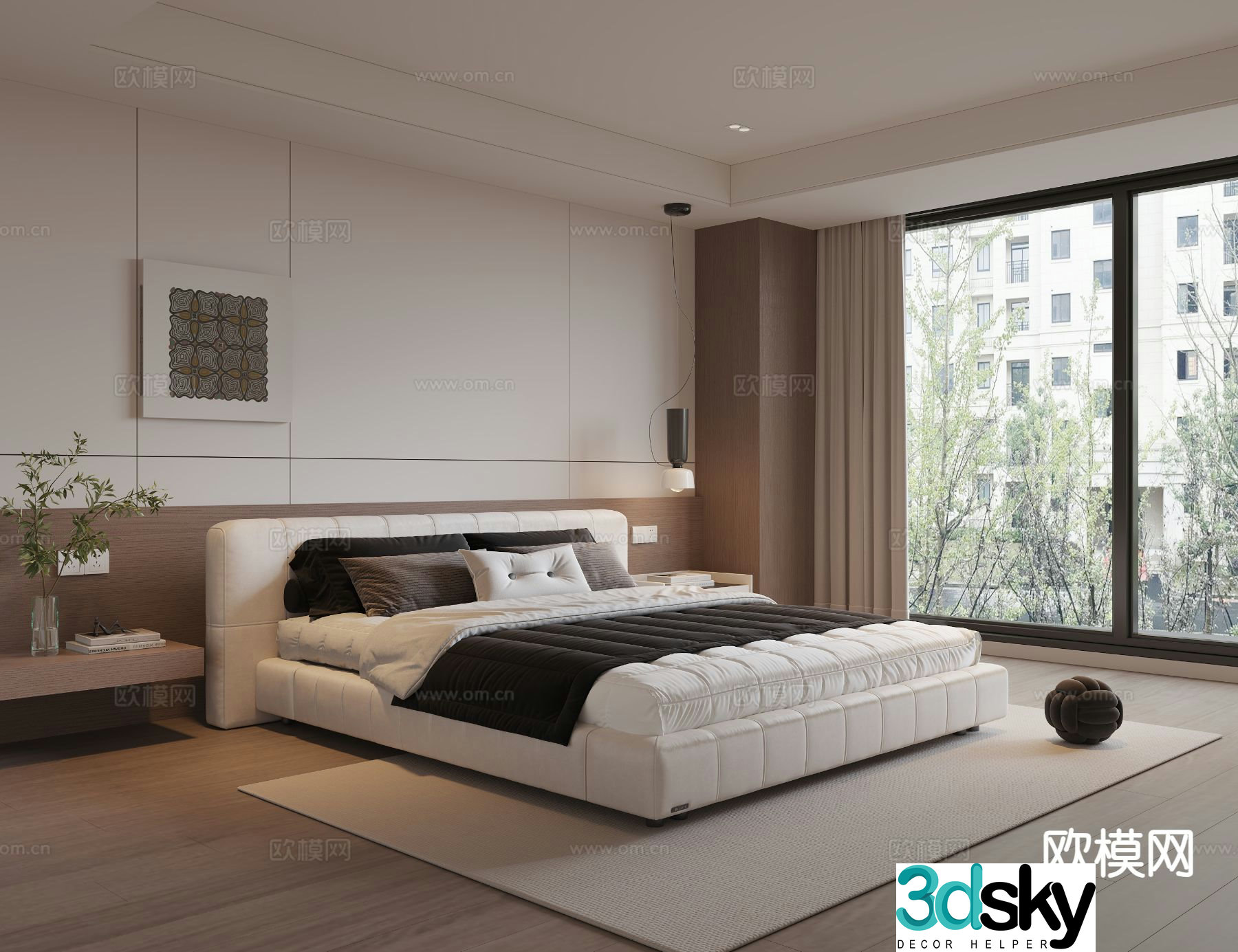Modern minimalist bedroom master bedroom 3d model
