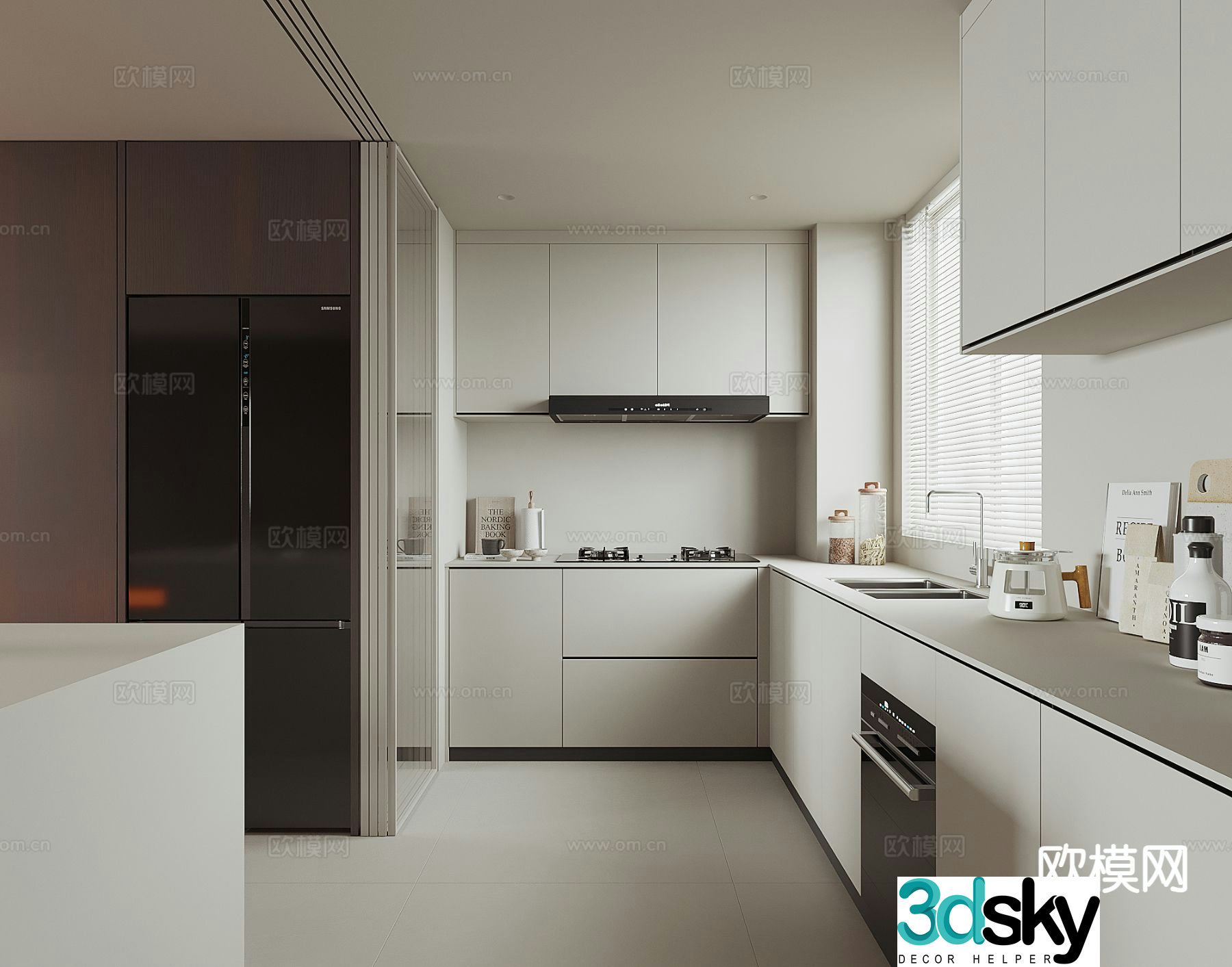 Modern open kitchen 3d model