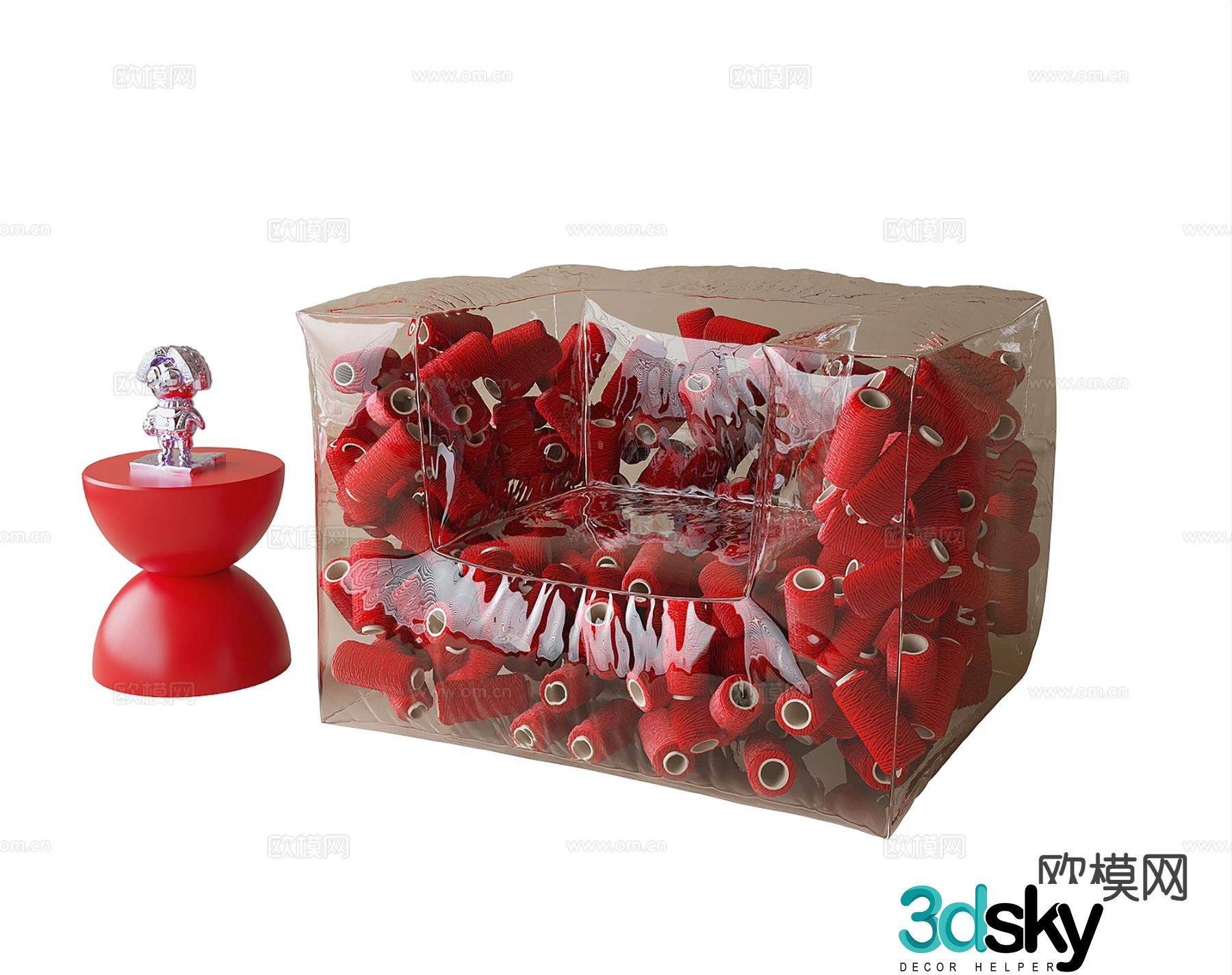 Modern acrylic single sofa 3d model