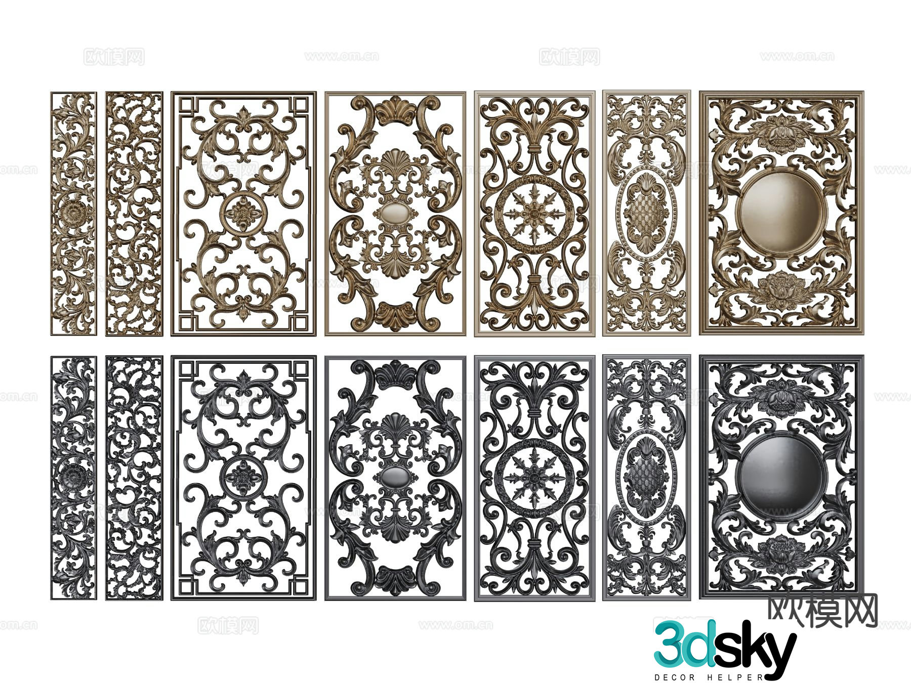 European style window grille grille window ornate window 3d model