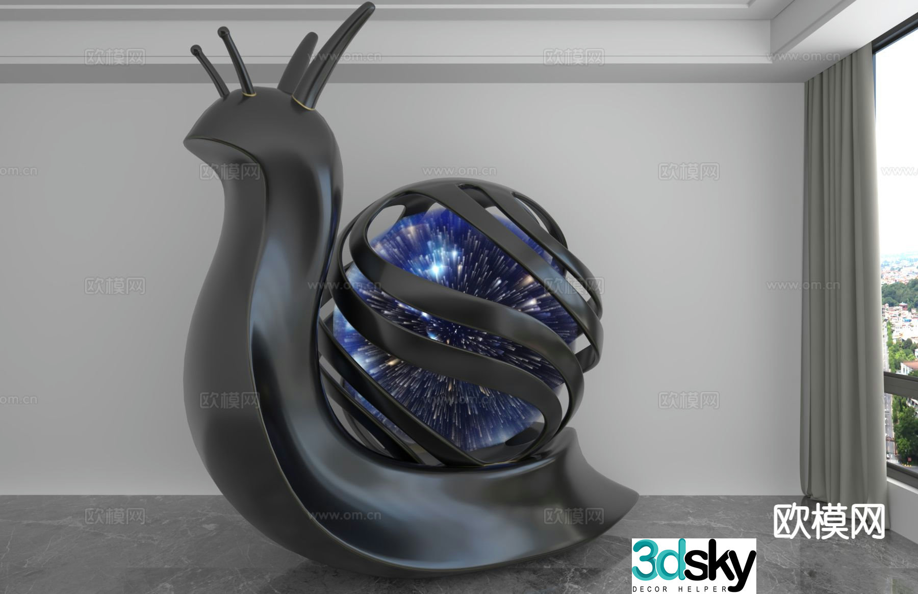 Modern snail trendy ornament 3D model