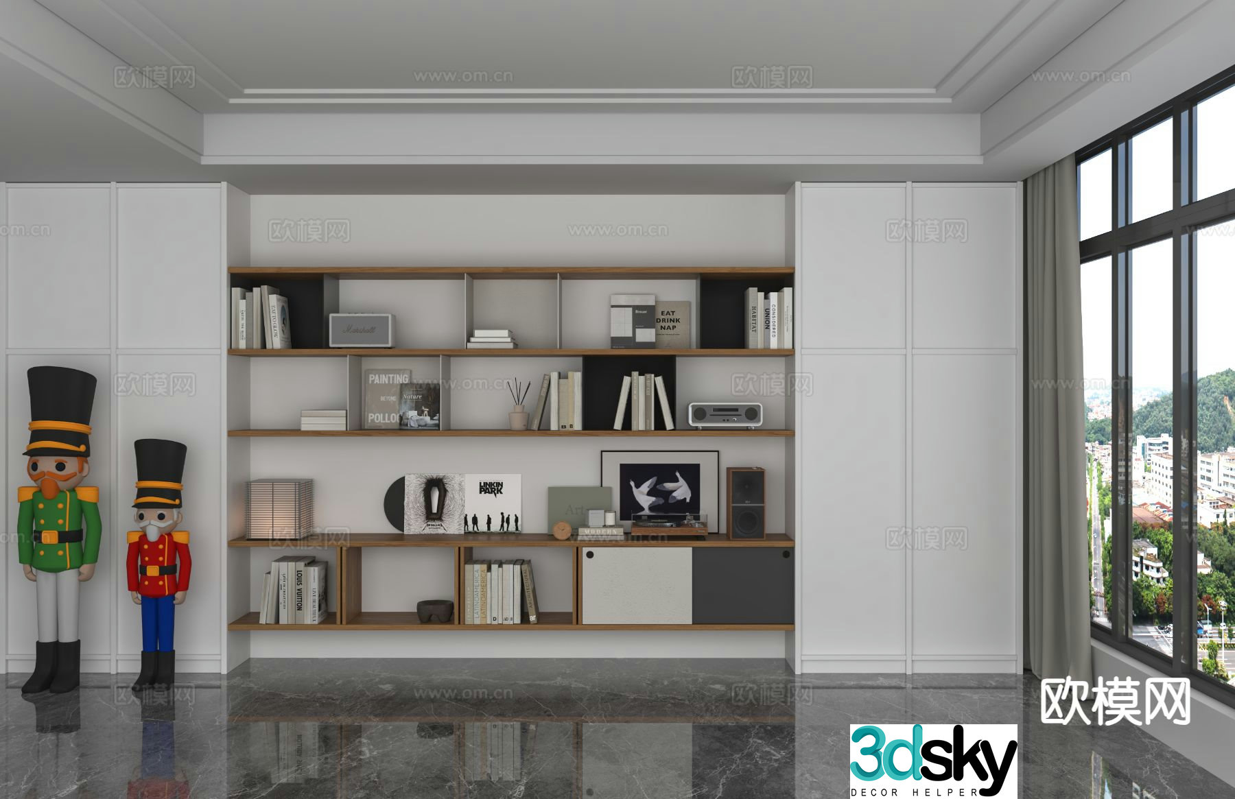 Modern decorative cabinet shelf 3d model