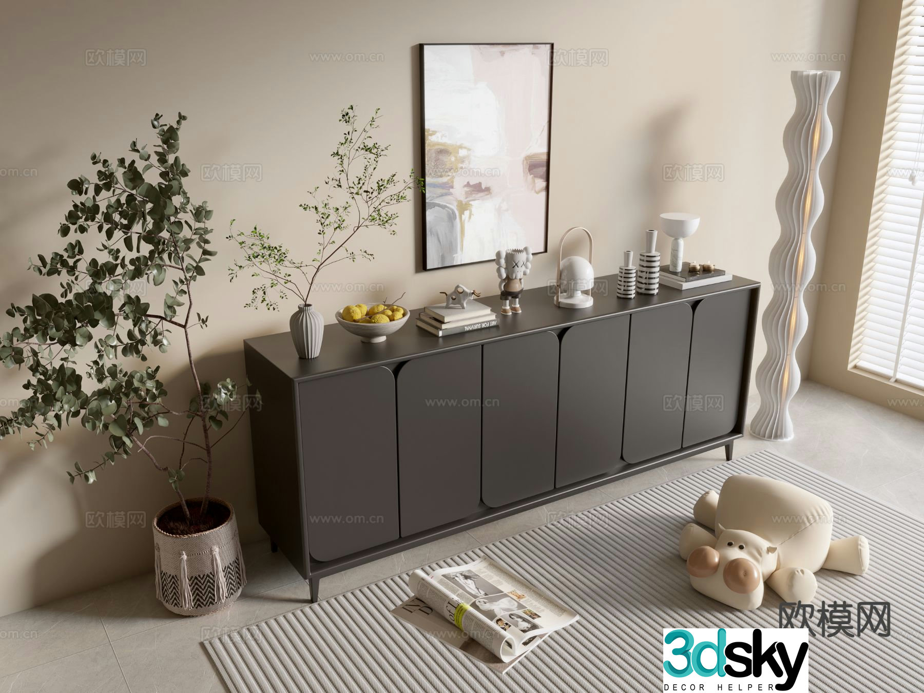 Modern entryway cabinet side cabinet 3d model