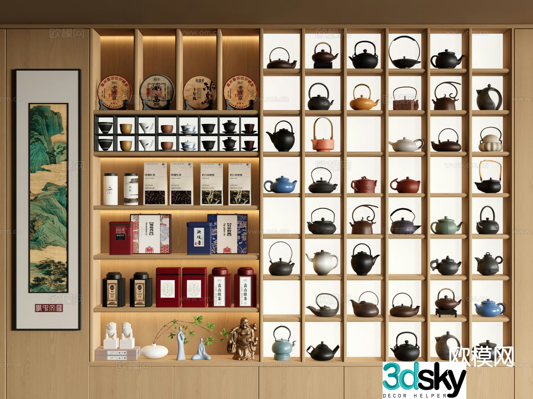 New Chinese style tea cabinet tea display cabinet 3d model