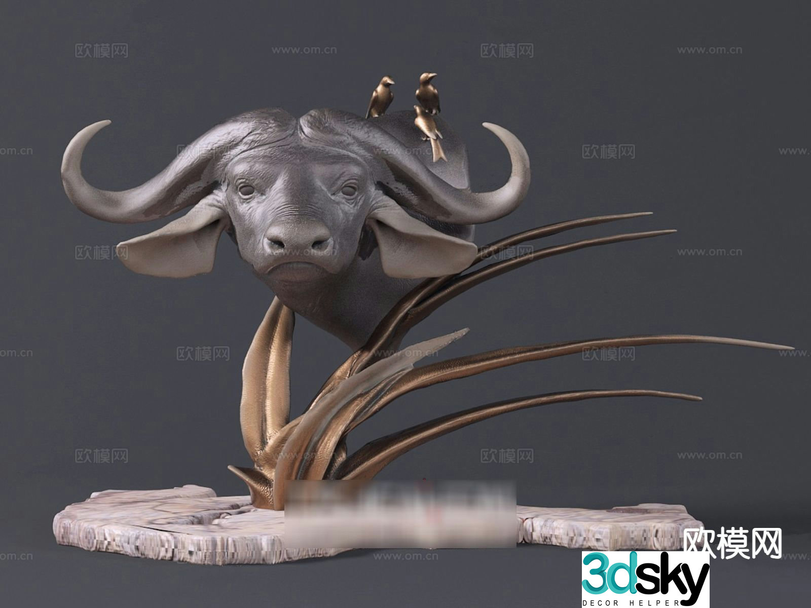 Bull head ornament sculpture 3d model