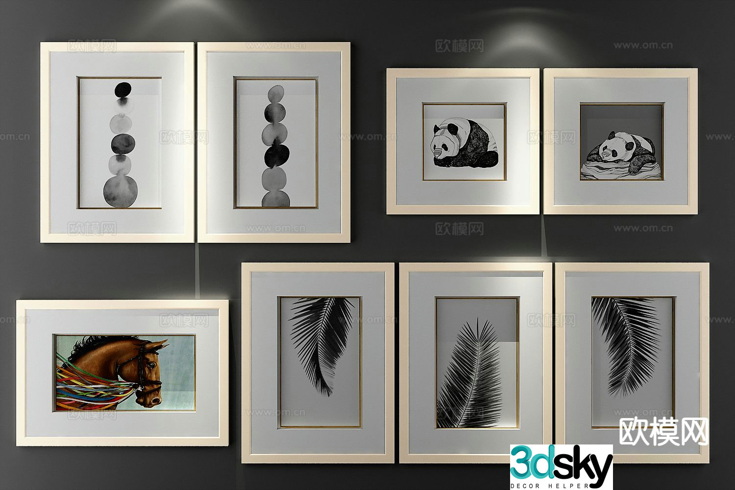 Modern art painting decorative painting 3d model