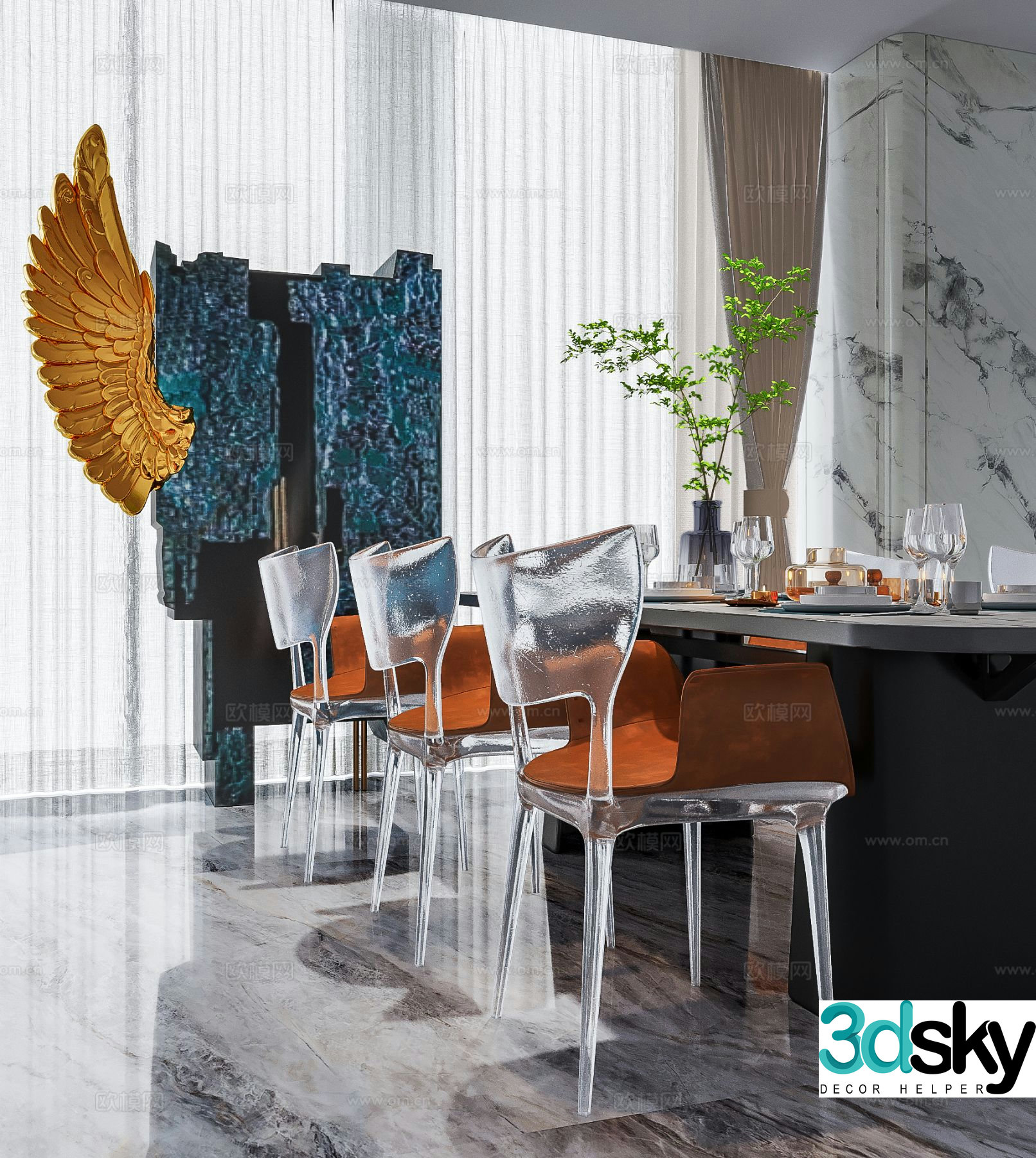 Zheng Shiliang Design Light Luxury Restaurant 3D Model