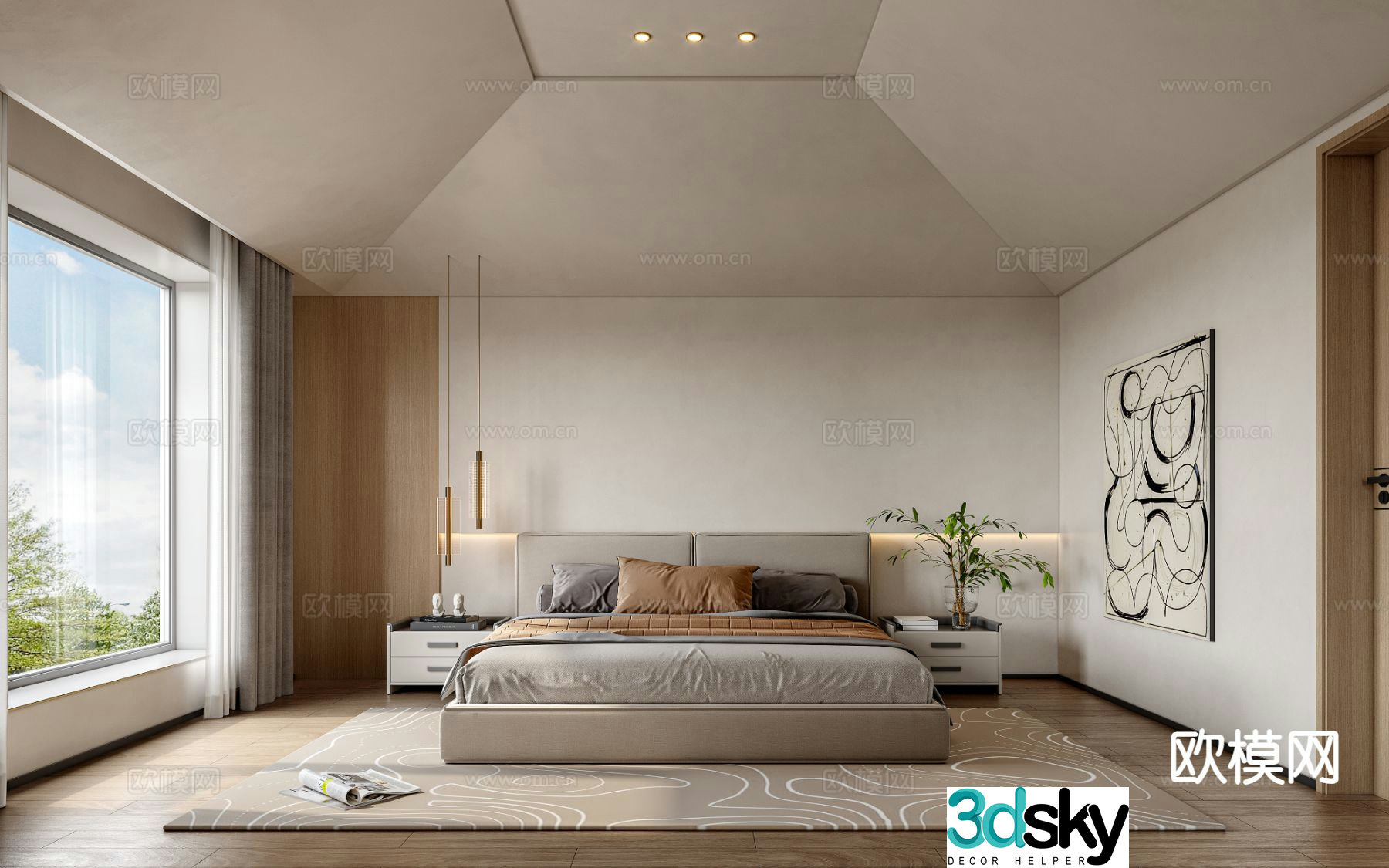 Modern bedroom second bedroom 3d model