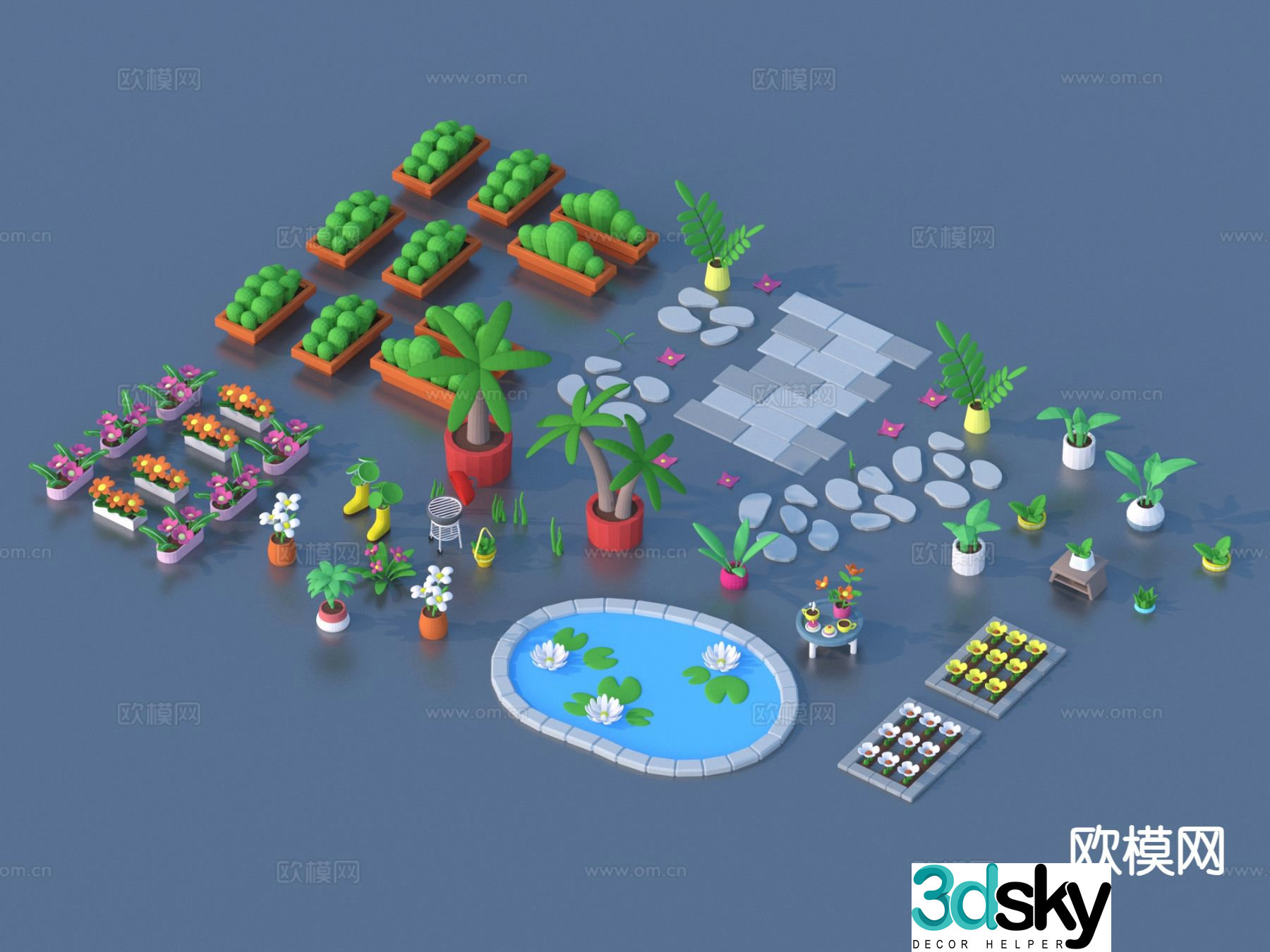 Cartoon flower plant sketch 3d model