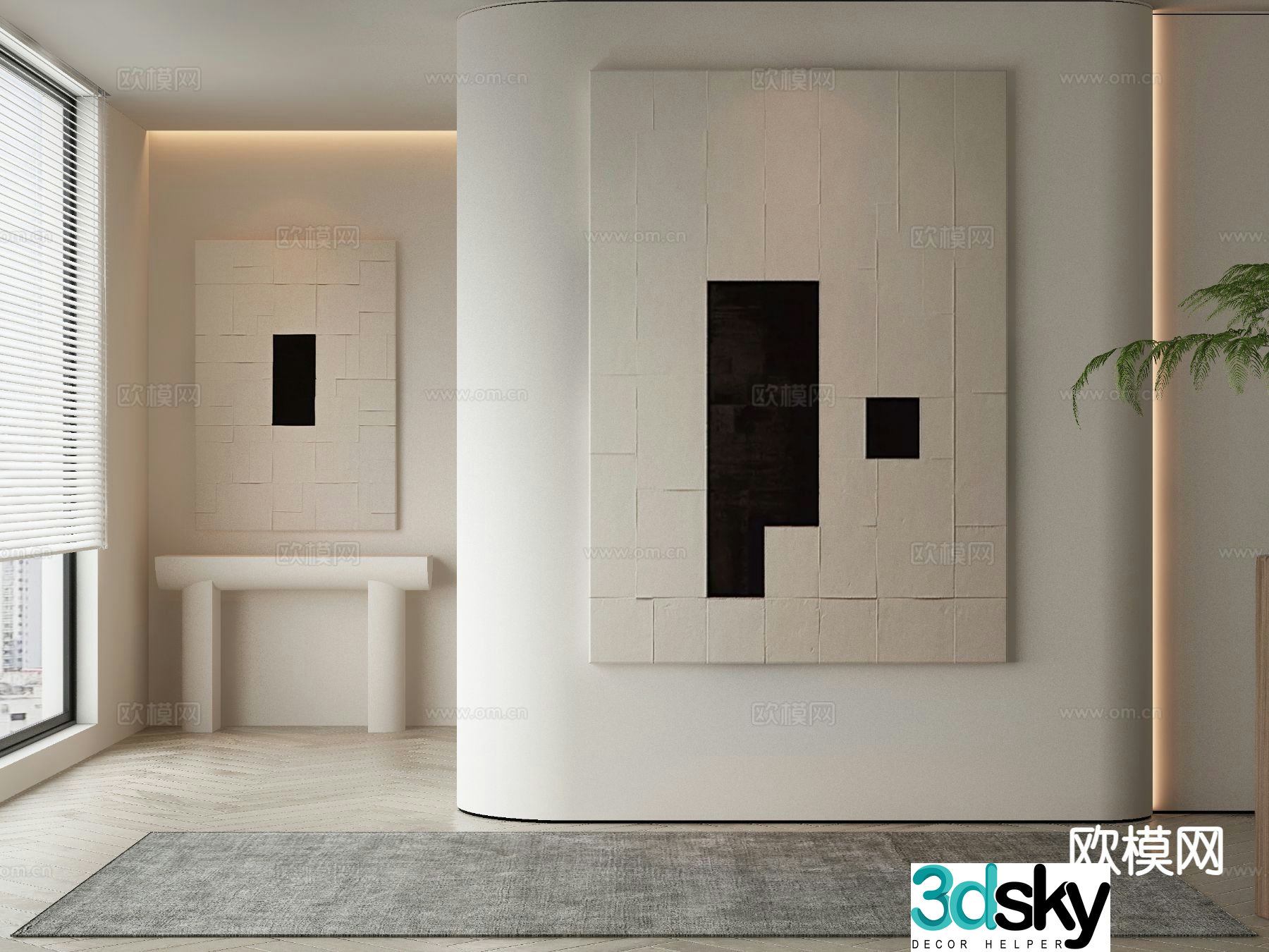 Modern texture painting decorative painting 3d model