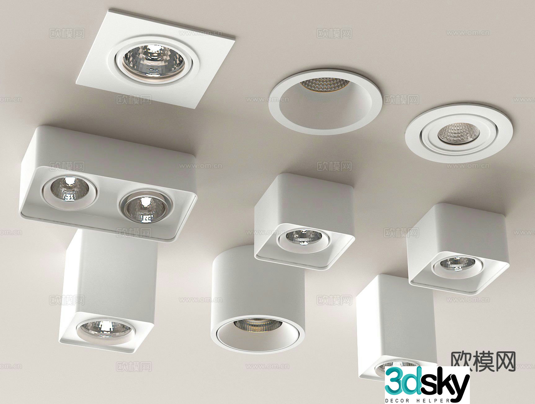 Surface mounted downlight spotlight bull’s eye lamp long downlight 3d model