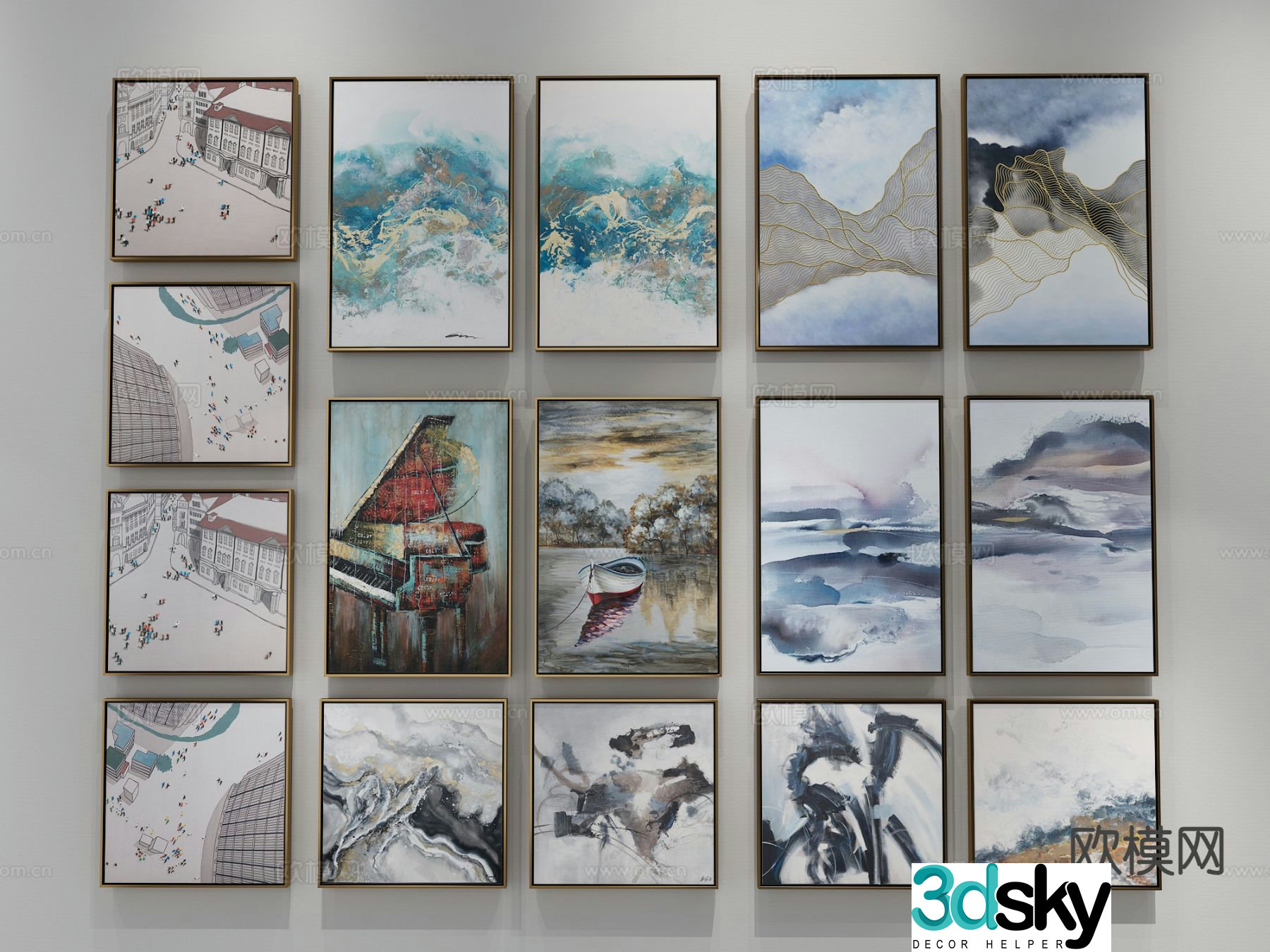 Watercolor painting art painting decorative painting 3d model