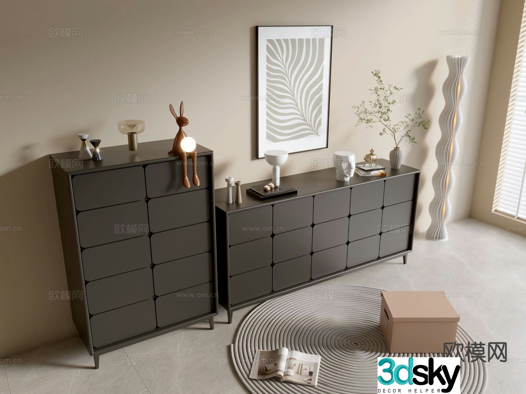 Modern chest of drawers side cabinet 3d model