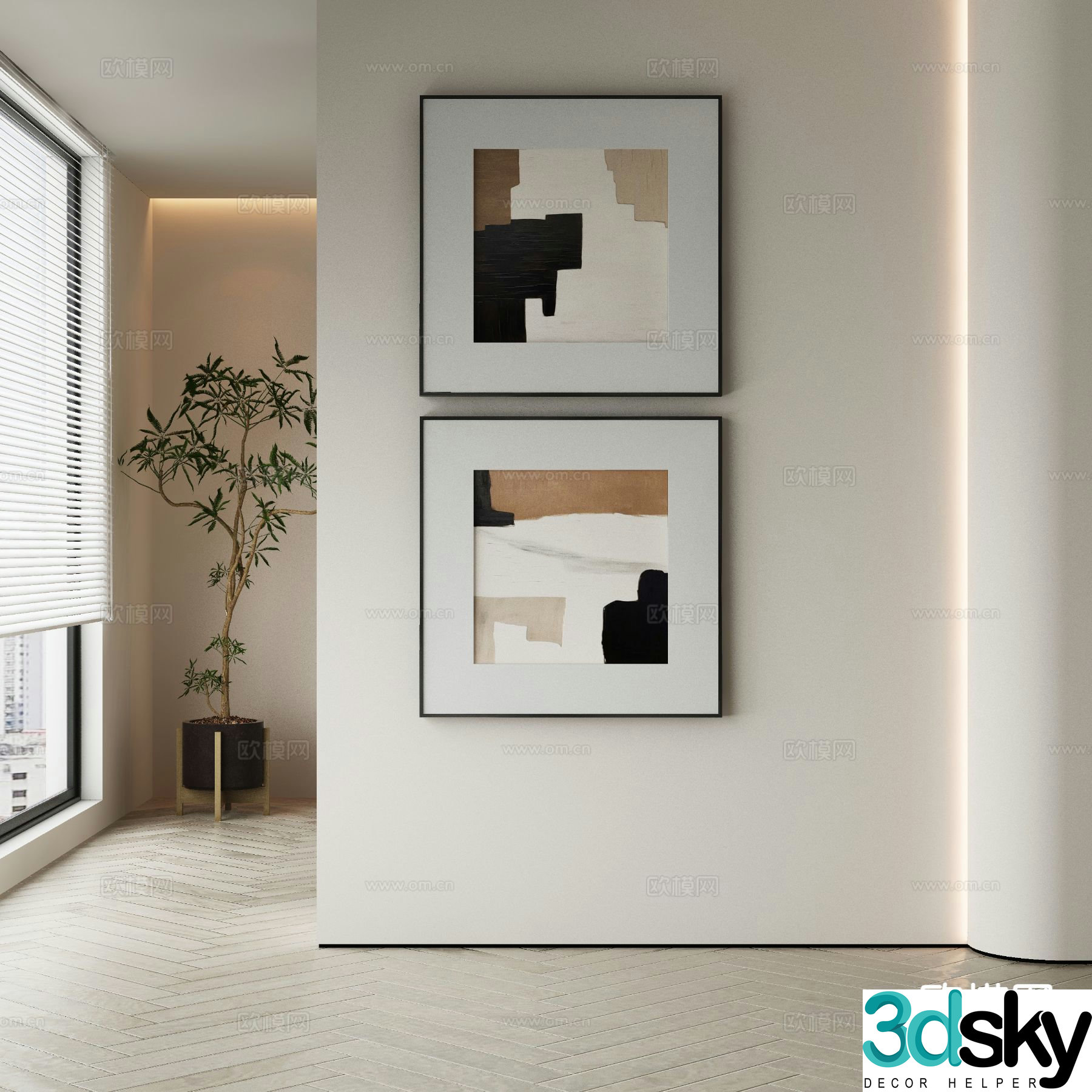 Modern texture painting decorative painting 3d model