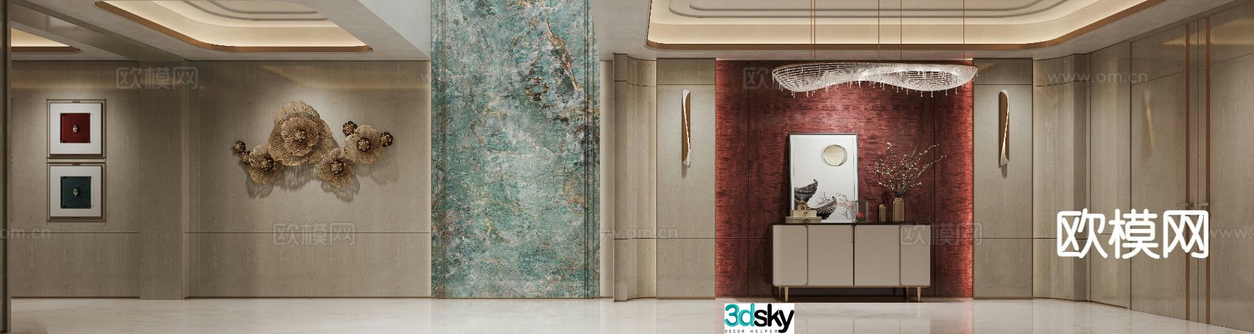 New Chinese style entrance hallway foyer 3D model