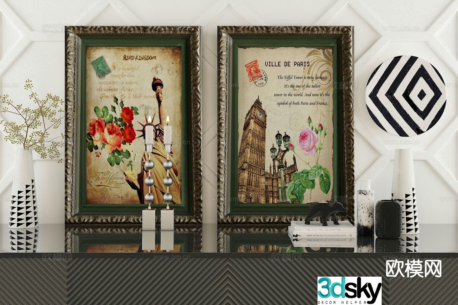 European decorative painting architectural painting hanging painting 3D model