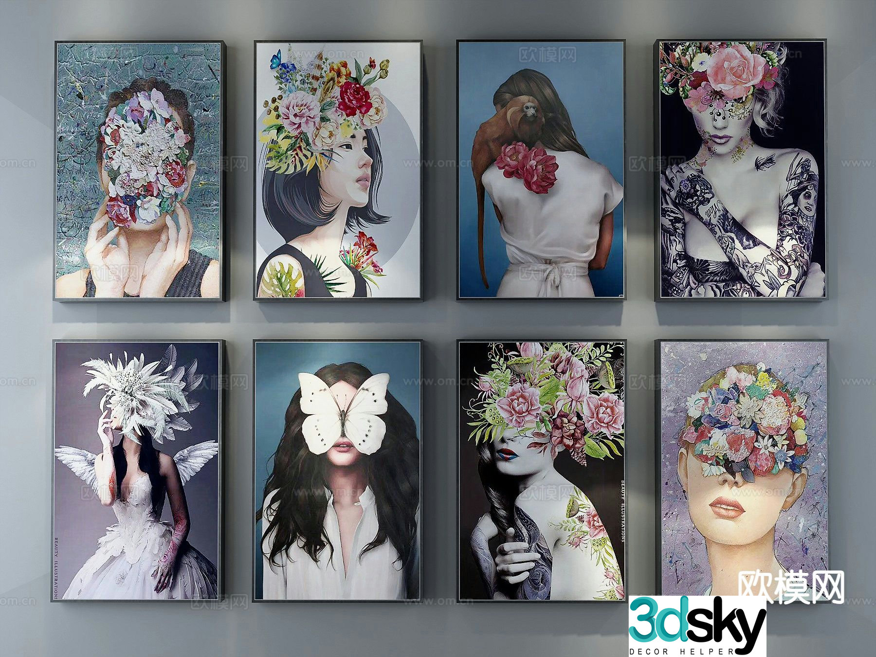 Decorative painting figure painting hanging painting 3D model