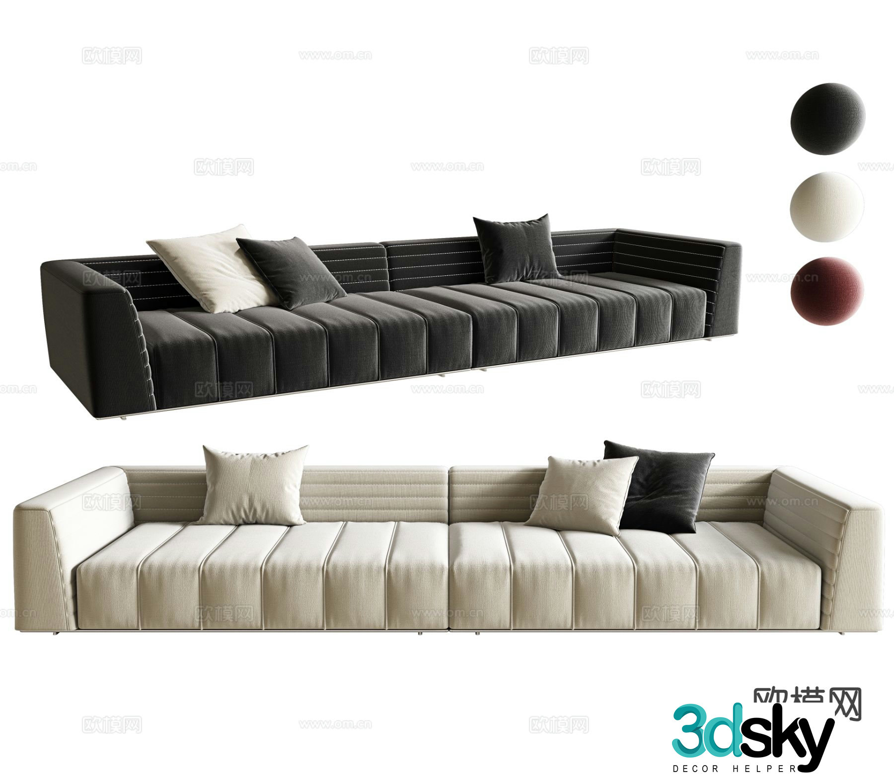 Modern double sofa module sofa 3d model