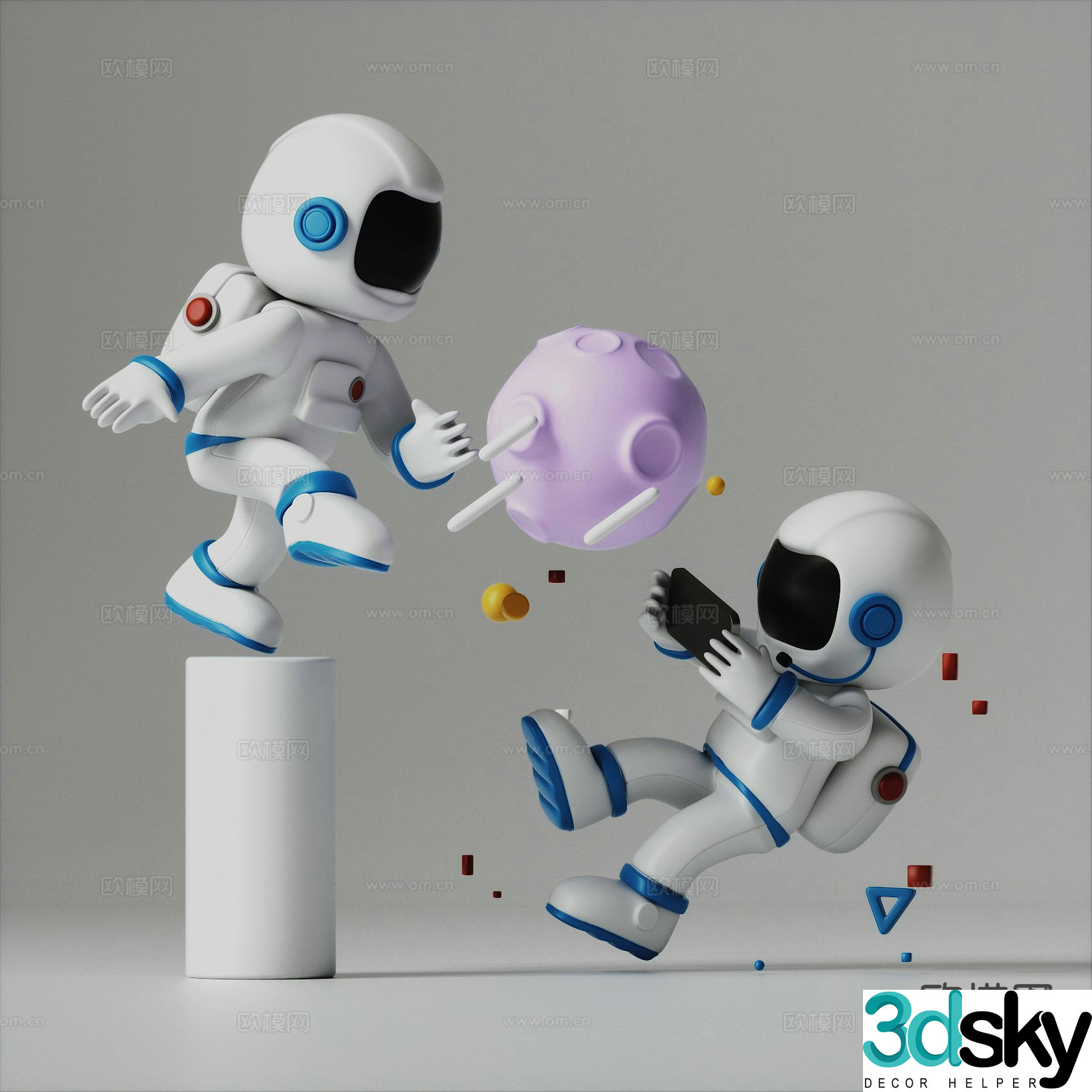Modern astronaut sculpture ornament 3d model