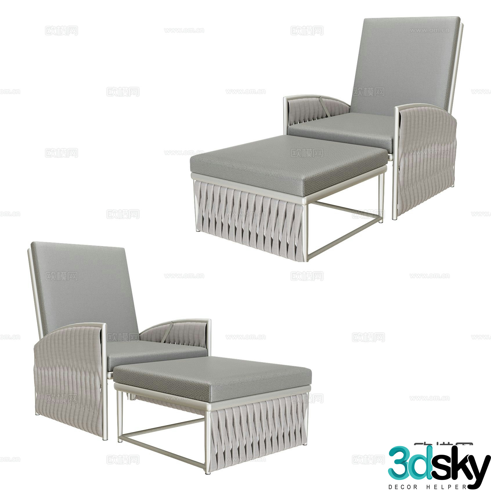 Sifas lounge chair footrest 3d model
