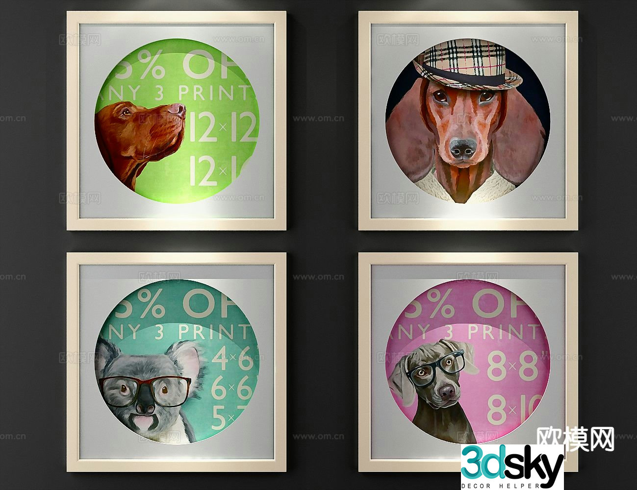 Modern personality painting animated hanging painting decorative painting 3d model